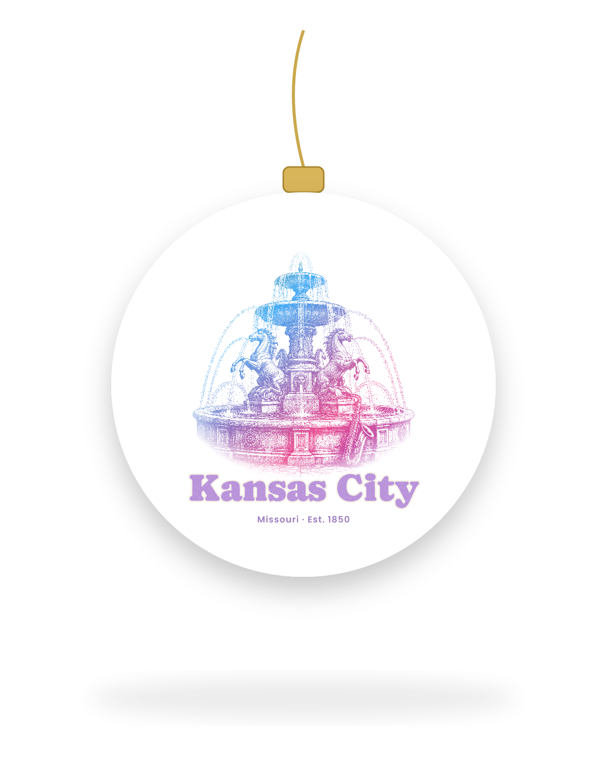 Kansas City Fountain Ceramic Ornament in White