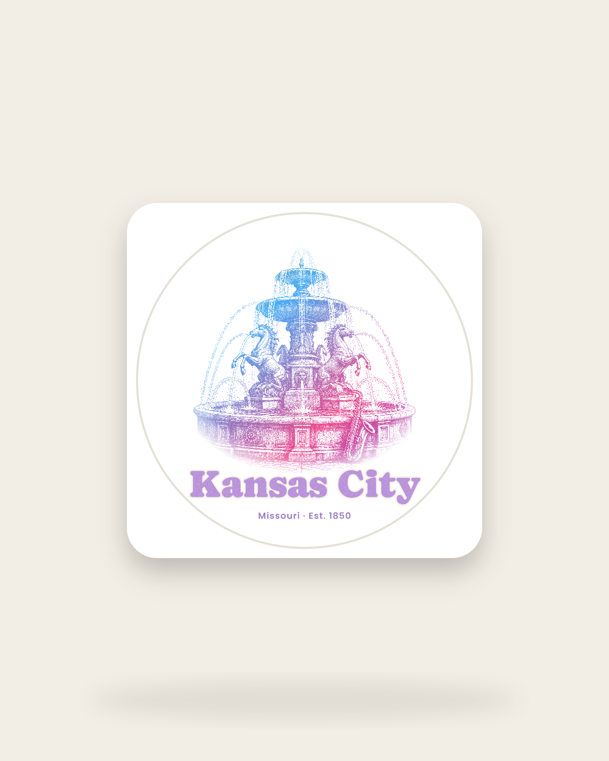 Kansas City Fountain Kiss-Cut Sticker in White