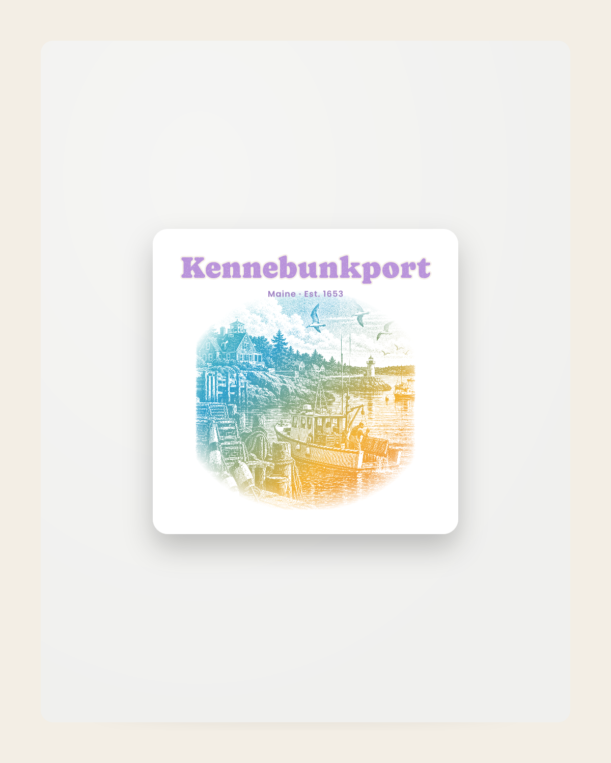 Kennebunkport Lobster Harbor Fridge Magnet in White