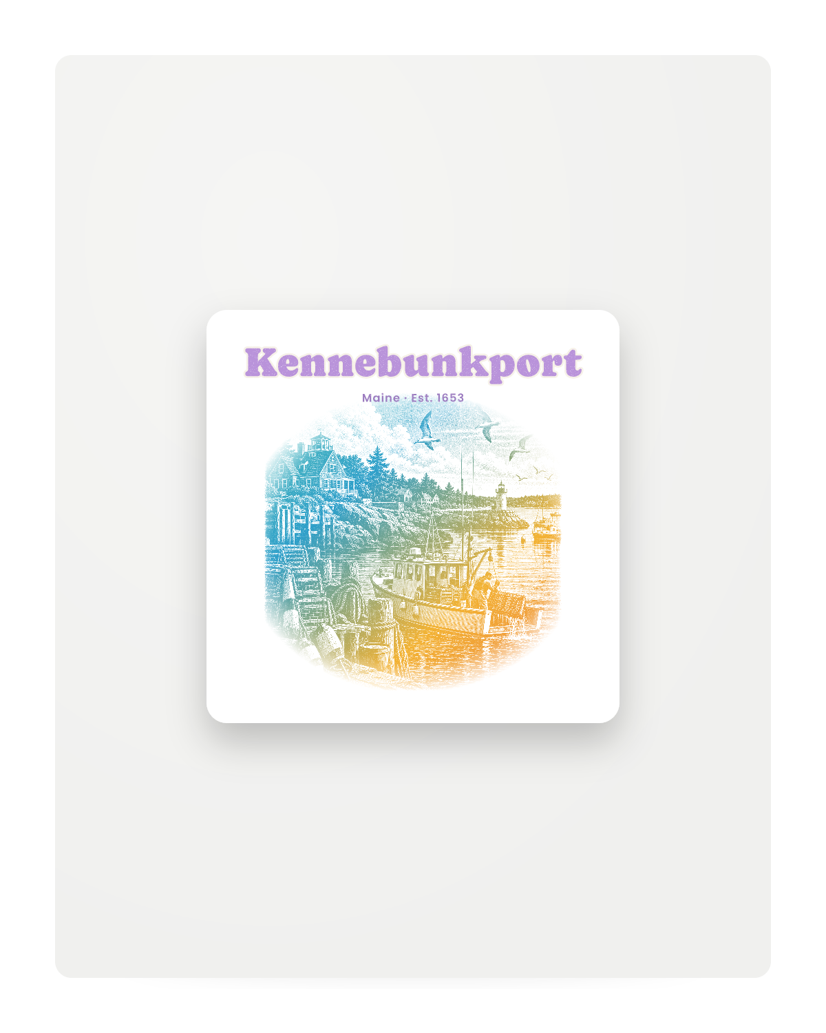 Kennebunkport Lobster Harbor Fridge Magnet in White