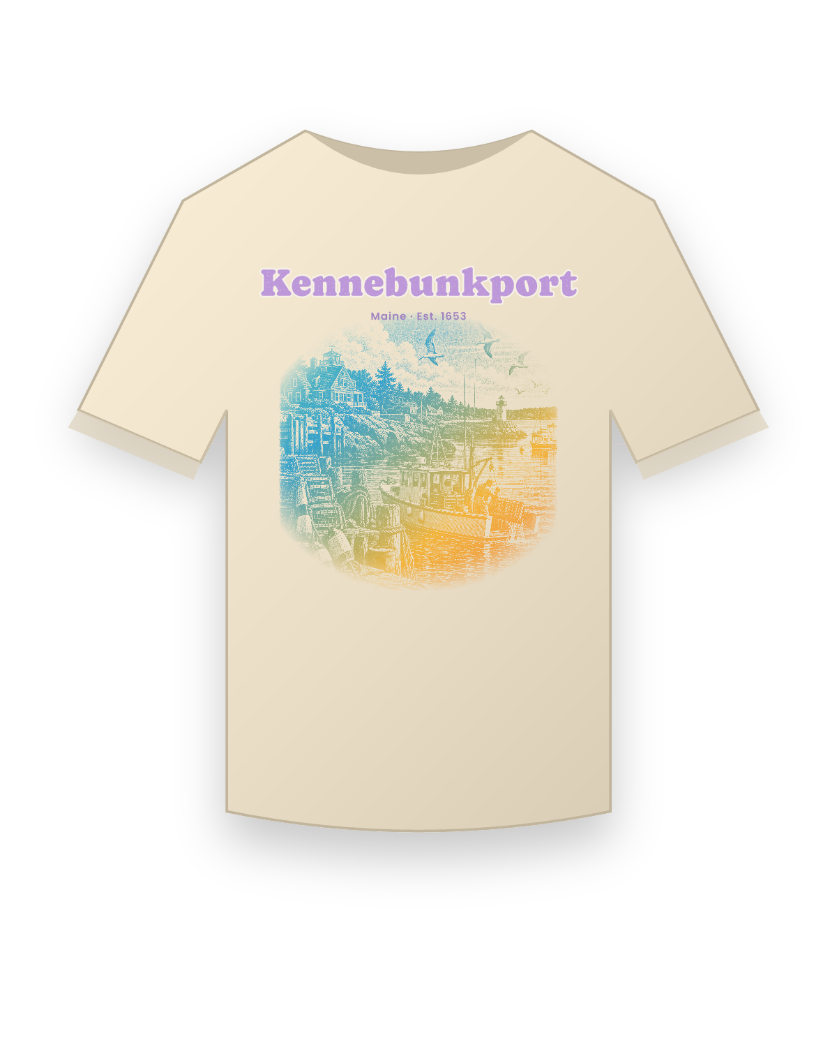 Kennebunkport Lobster Harbor Classic Tee in Natural