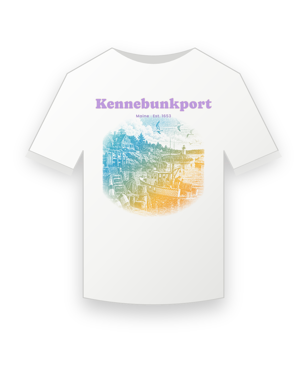 Kennebunkport Lobster Harbor Youth Tee in White
