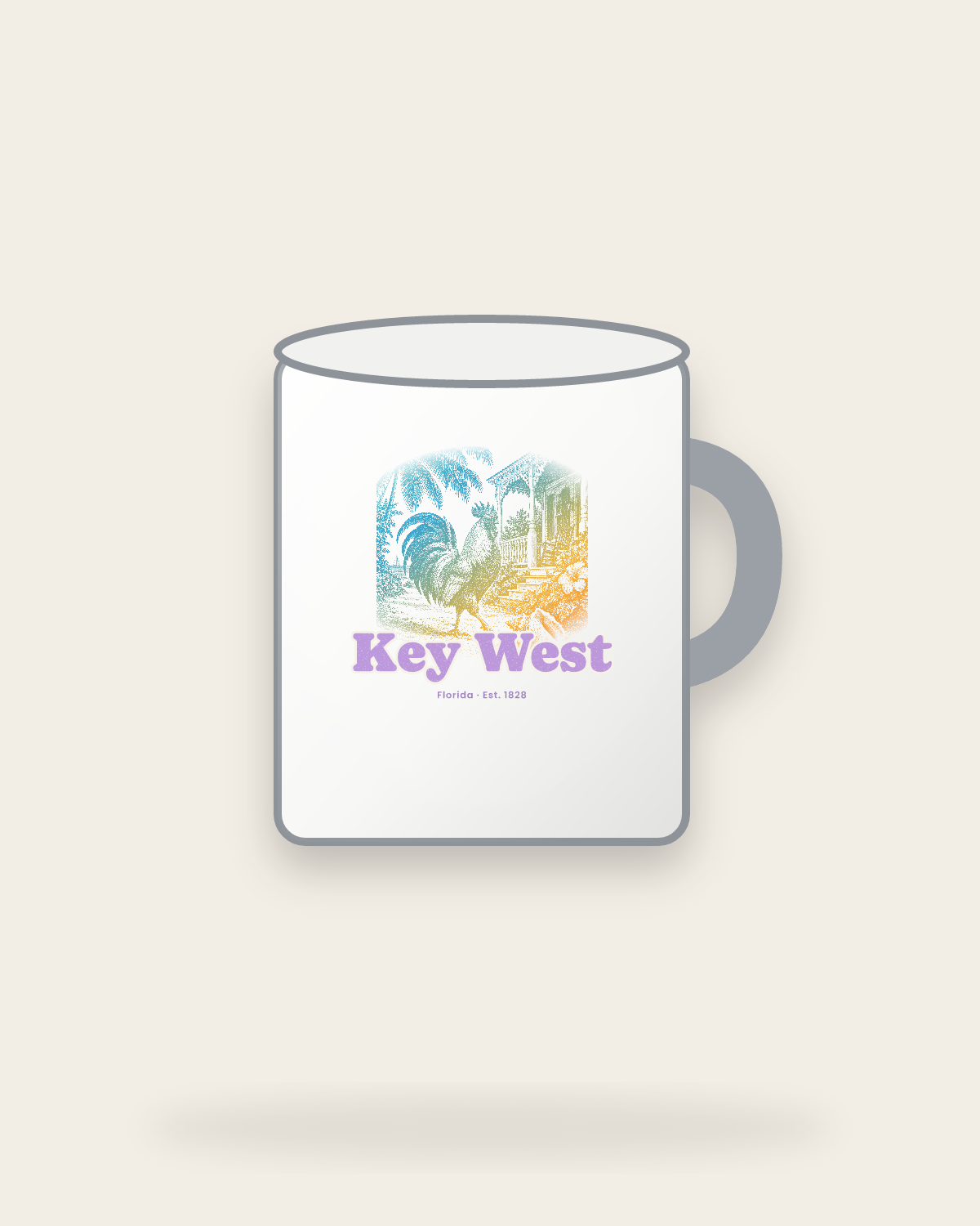 Key West Rooster Enamel Camp Mug in White