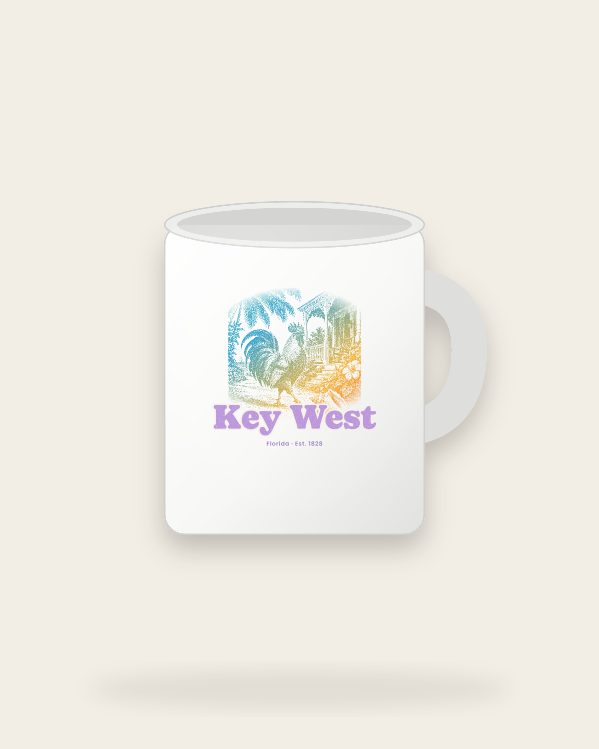 Key West Rooster Ceramic Mug 11oz in White