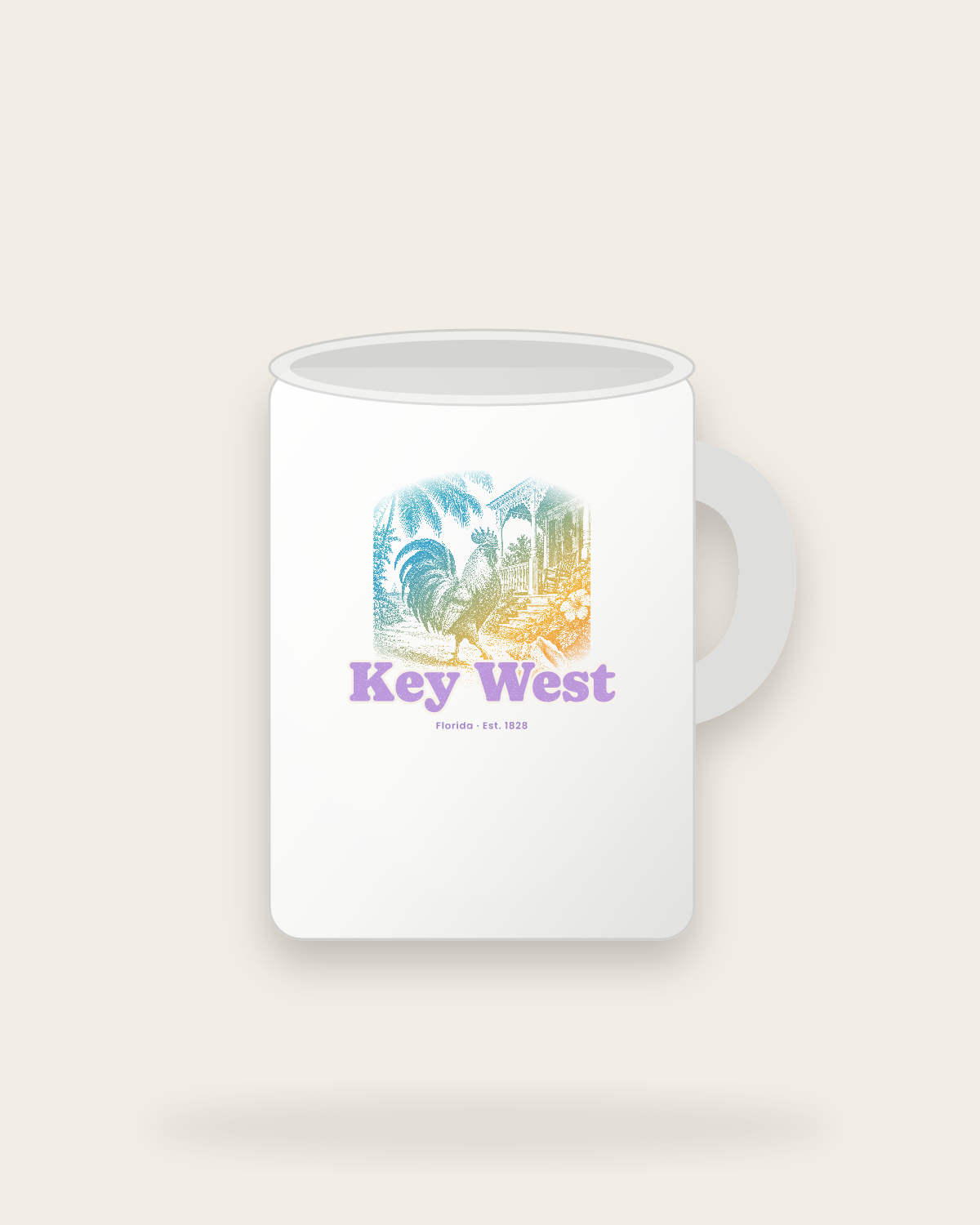 Key West Rooster Ceramic Mug 15oz in White