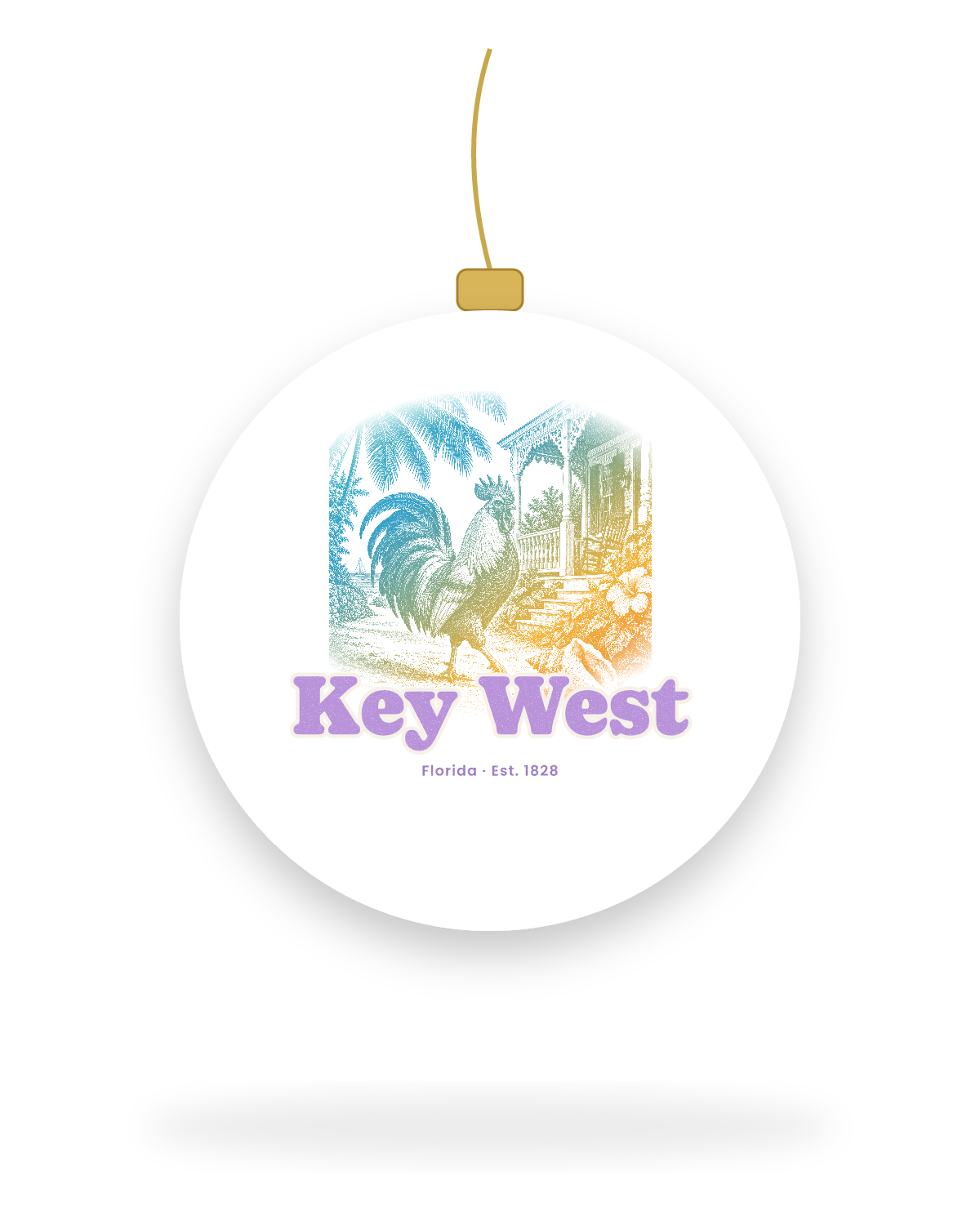 Key West Rooster Ceramic Ornament in White