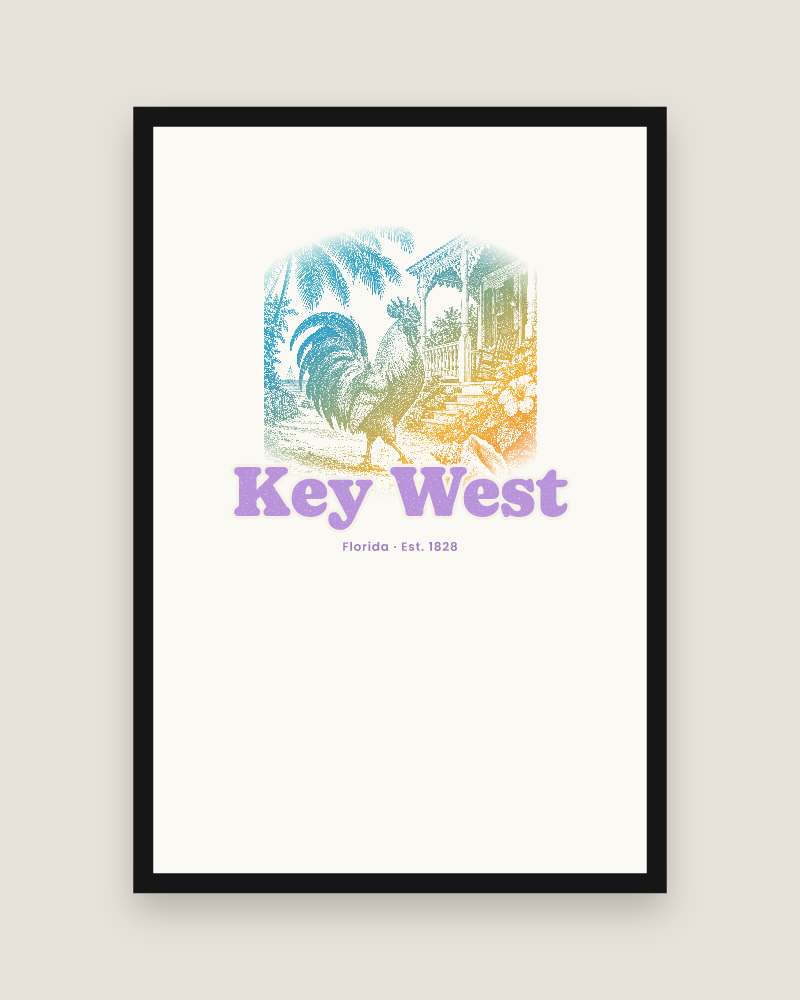Key West Rooster Matte Poster