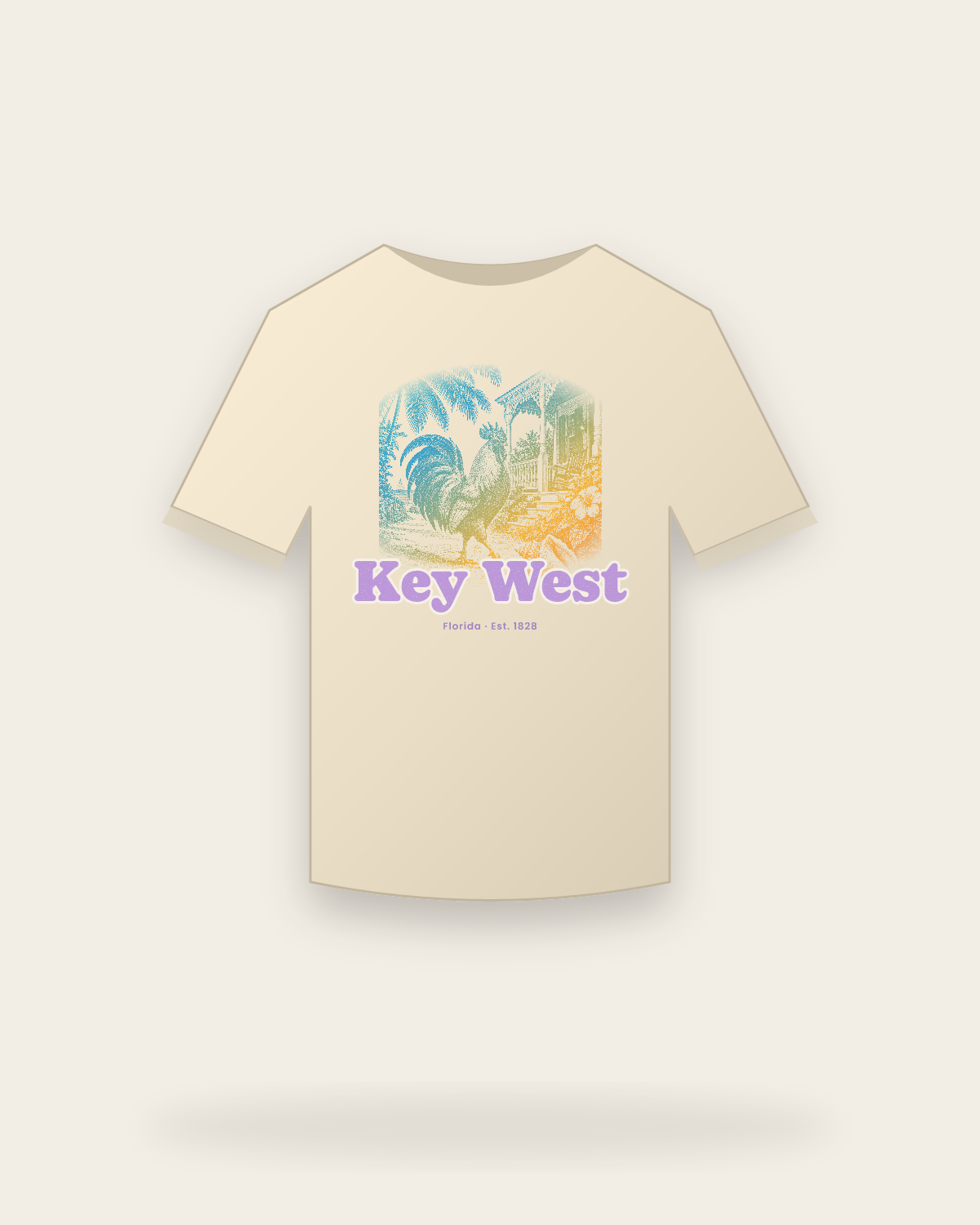 Key West Rooster Classic Tee in Natural
