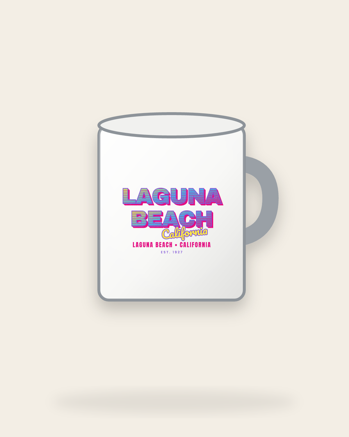 Laguna Beach Music TV Enamel Camp Mug in White