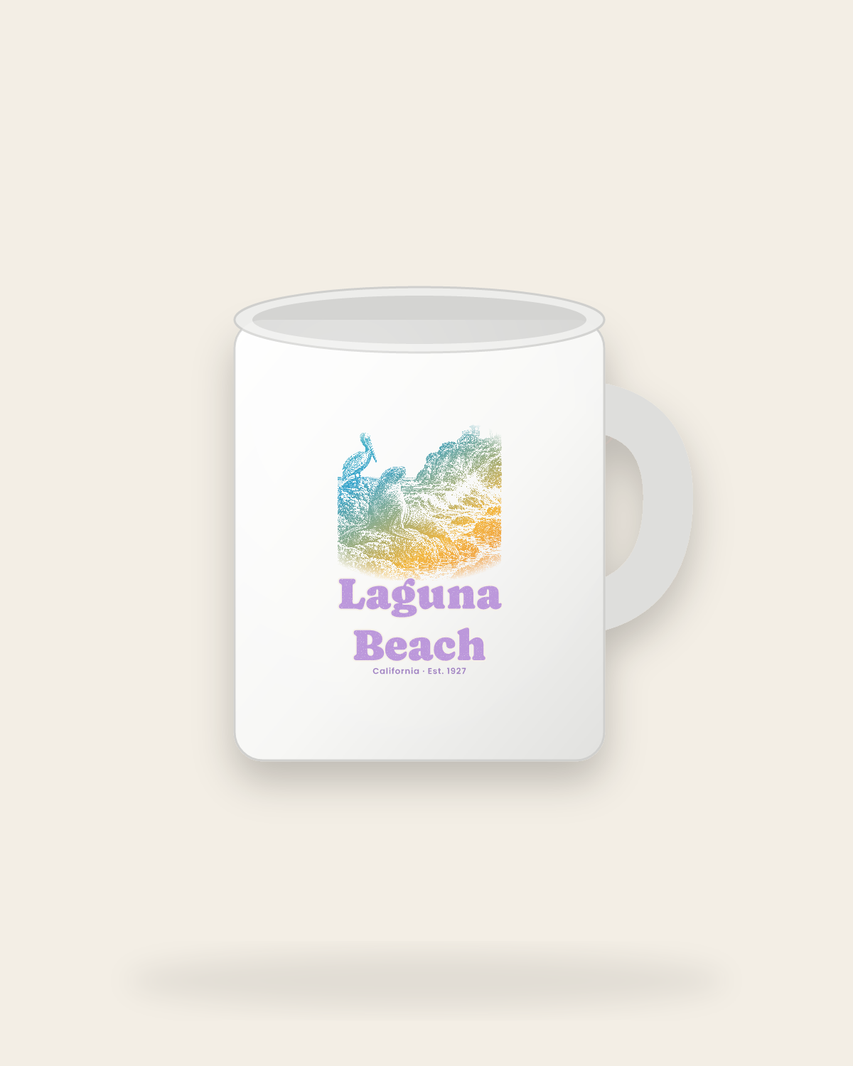 Laguna Beach Sea Lion Cove Ceramic Mug 11oz in White