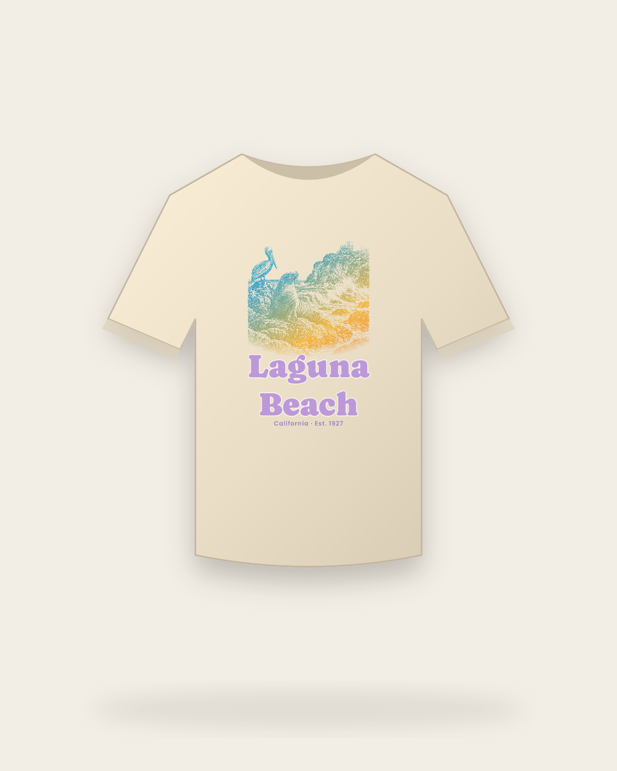 Laguna Beach, CA Sea Lion Cove Classic Tee in Natural