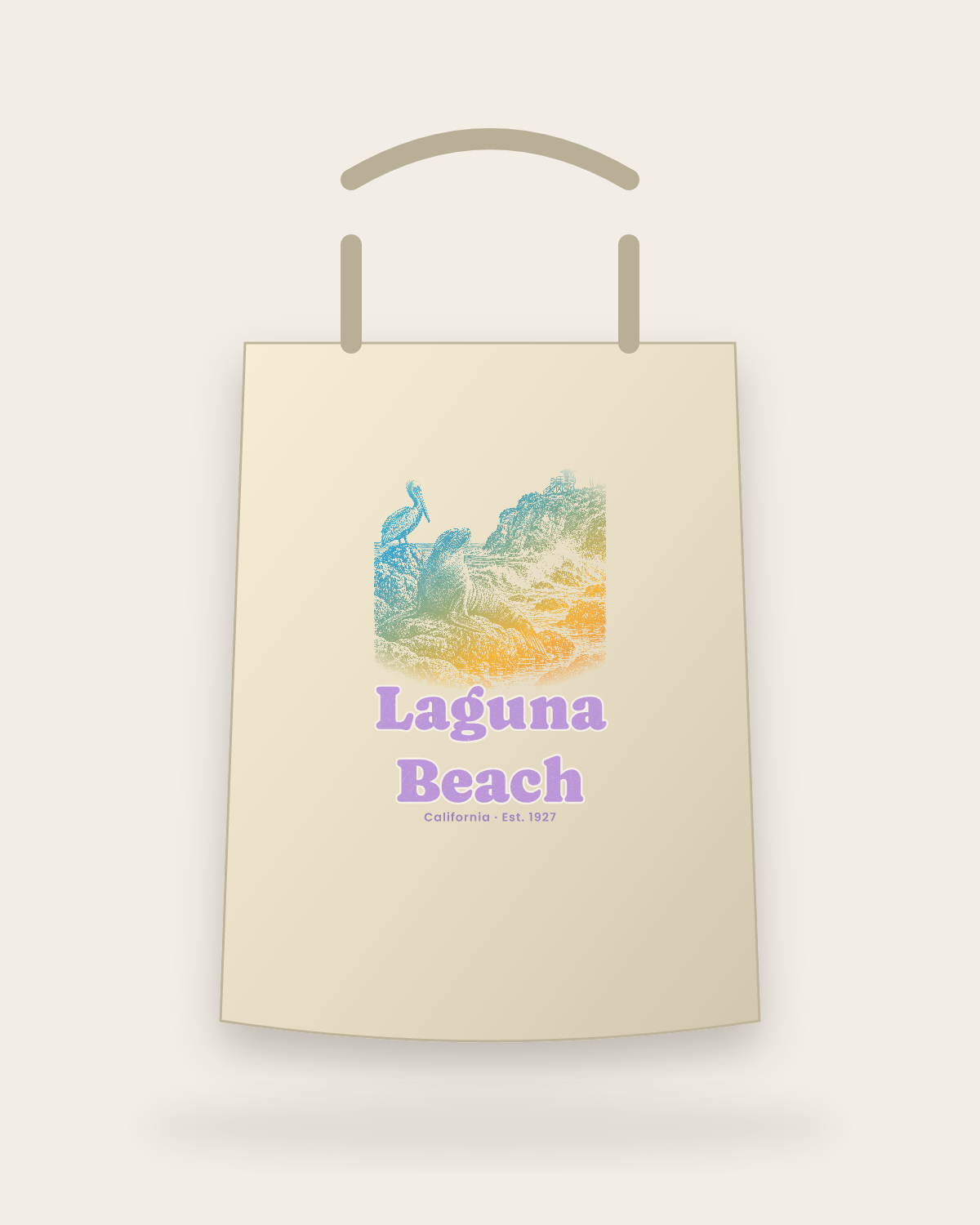 Laguna Beach Sea Lion Cove Canvas Tote in Beige