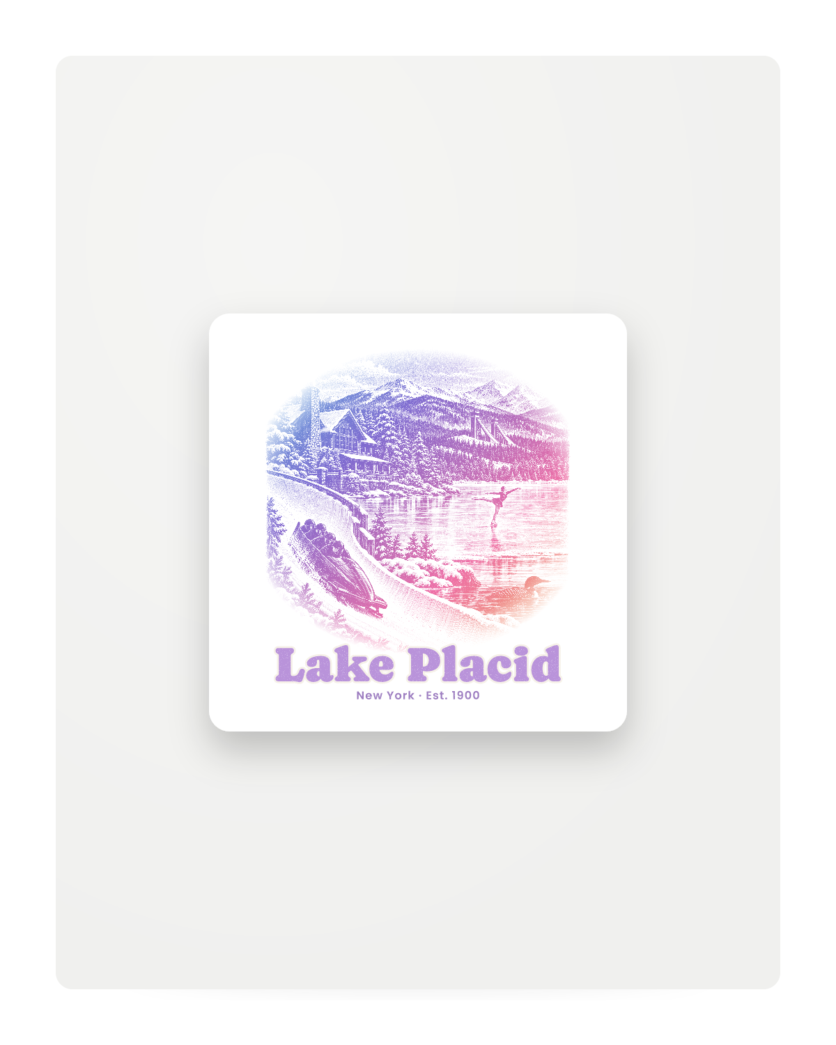 Lake Placid Winter Village Fridge Magnet in White