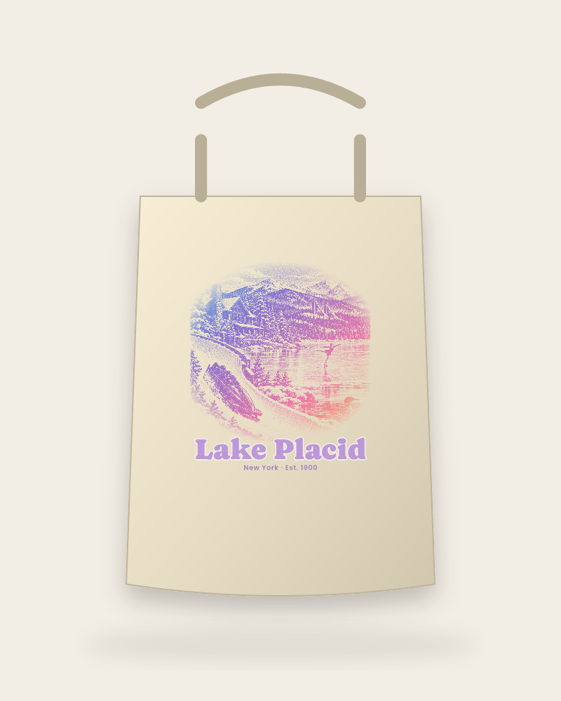 Lake Placid Winter Village Canvas Tote