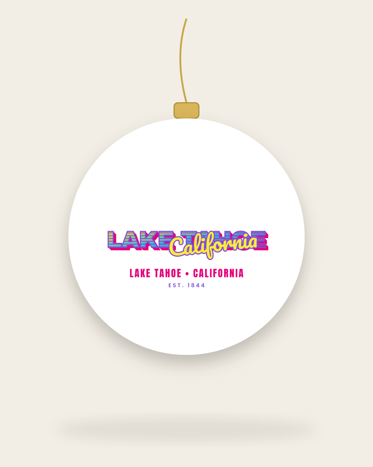 Lake Tahoe Music TV Ceramic Ornament in White
