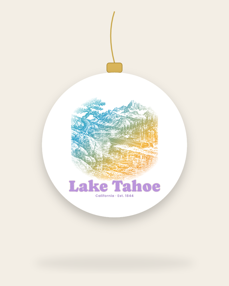 Lake Tahoe Wooden Boat Ceramic Ornament