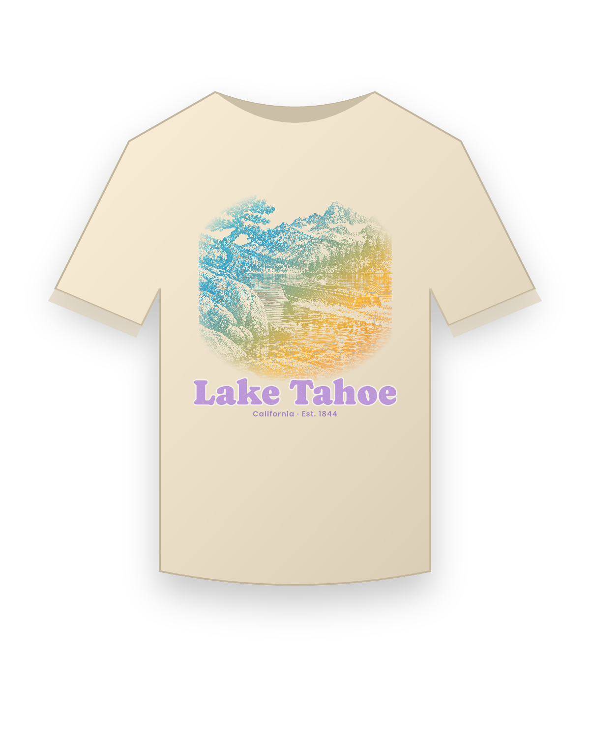Lake Tahoe Wooden Boat Classic Tee in Natural
