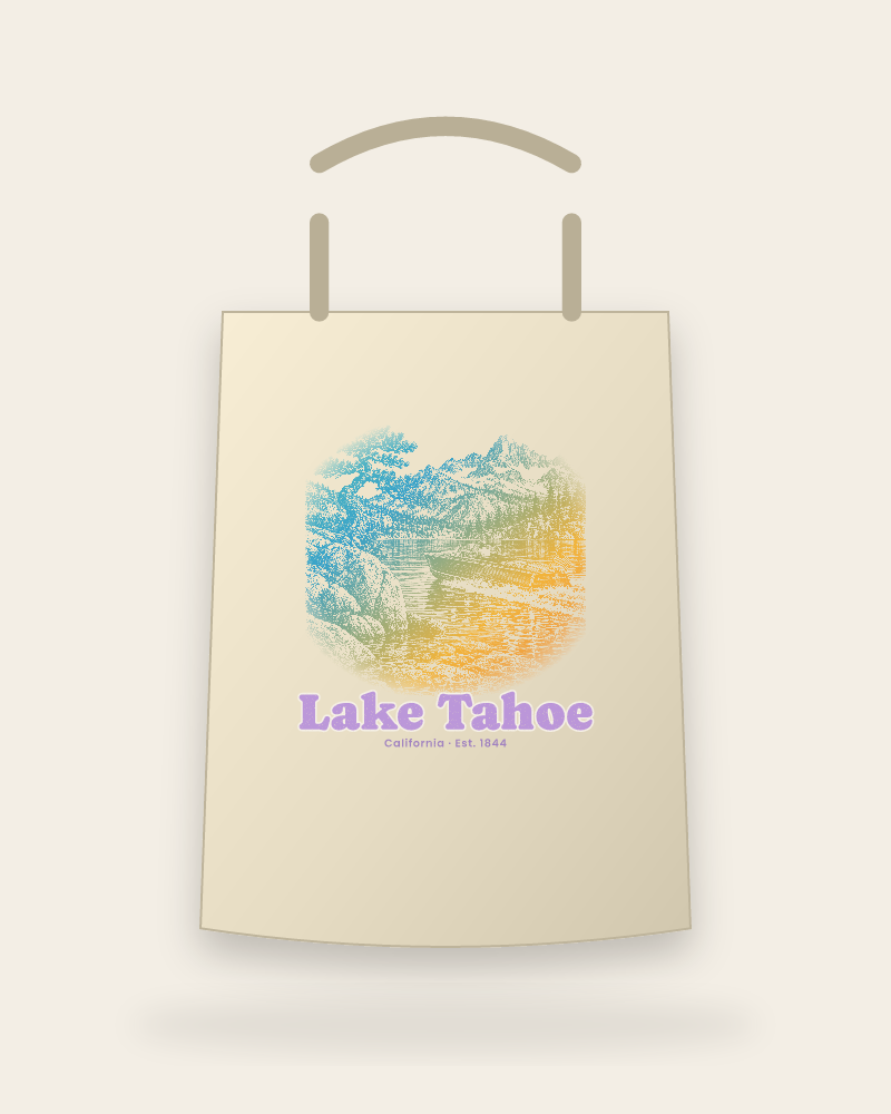 Lake Tahoe Wooden Boat Canvas Tote