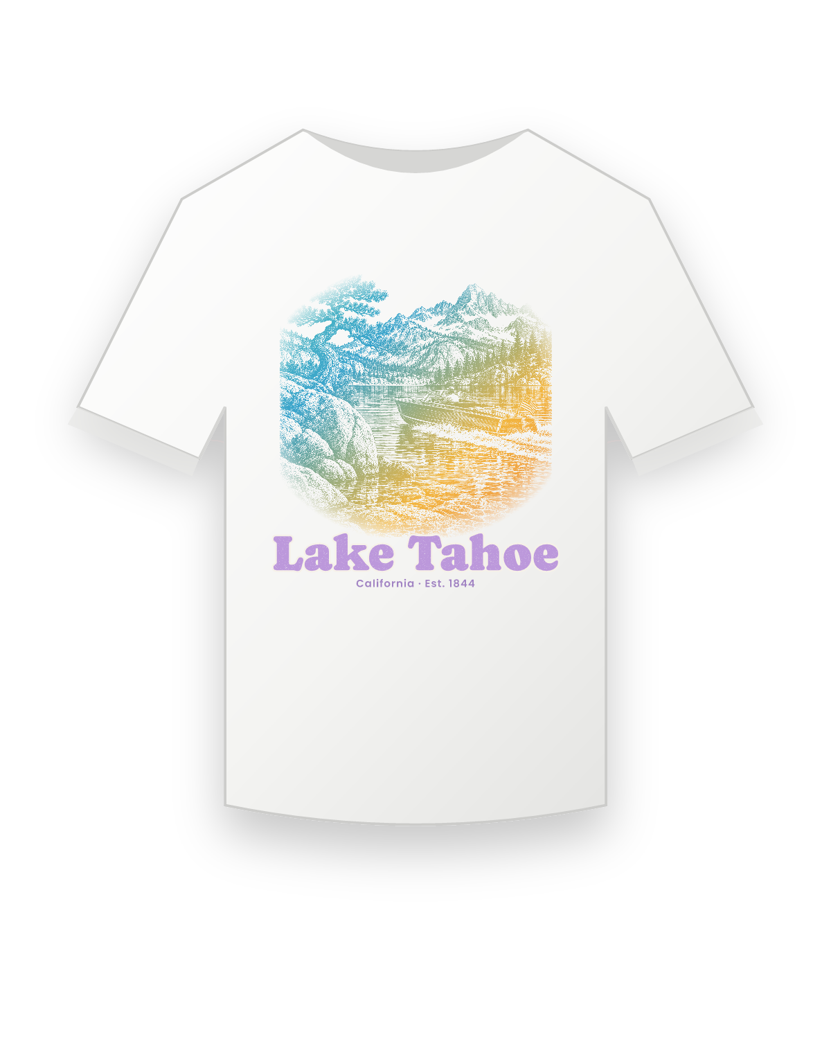 Lake Tahoe Wooden Boat Youth Tee in White