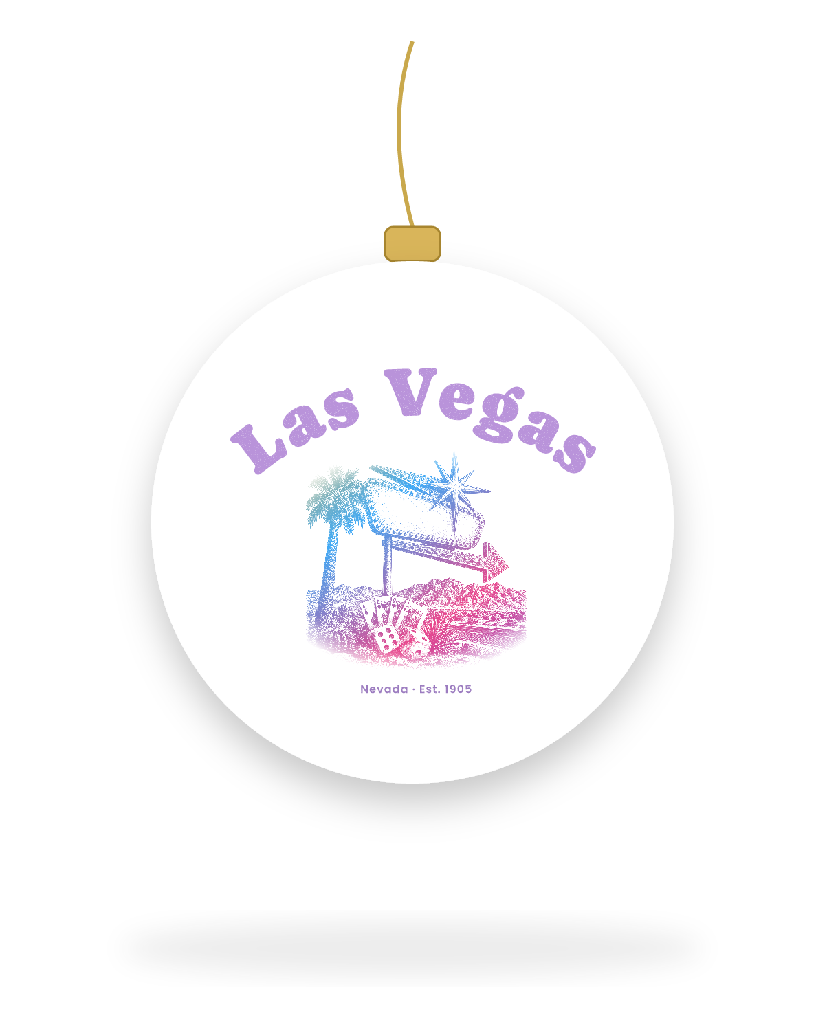 Las Vegas Neon Sign Ceramic Ornament in White