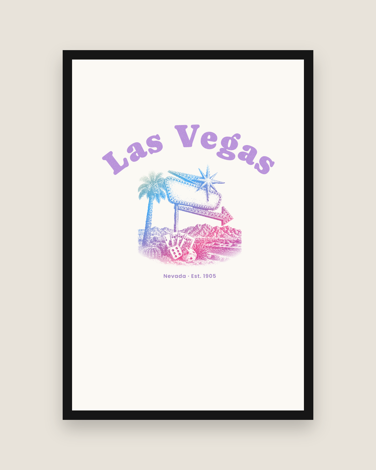 Las Vegas Neon Sign Matte Poster in White