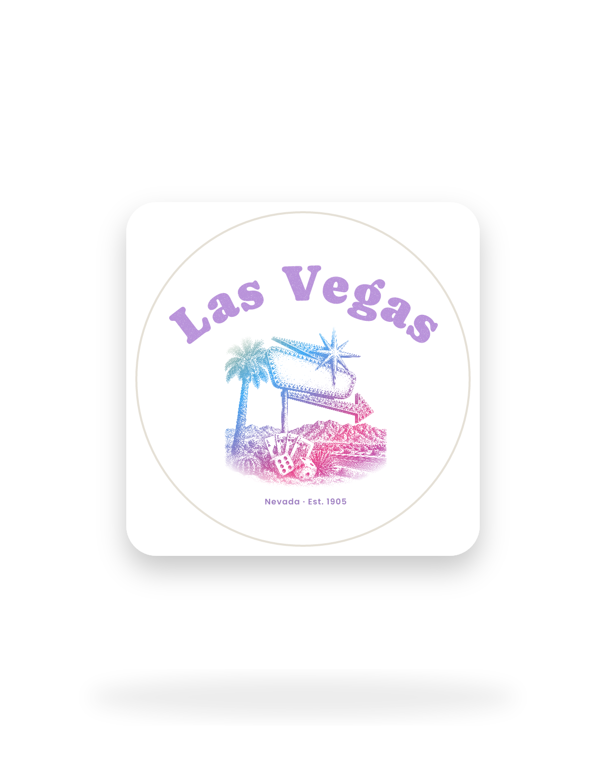 Las Vegas Neon Sign Kiss-Cut Sticker in White