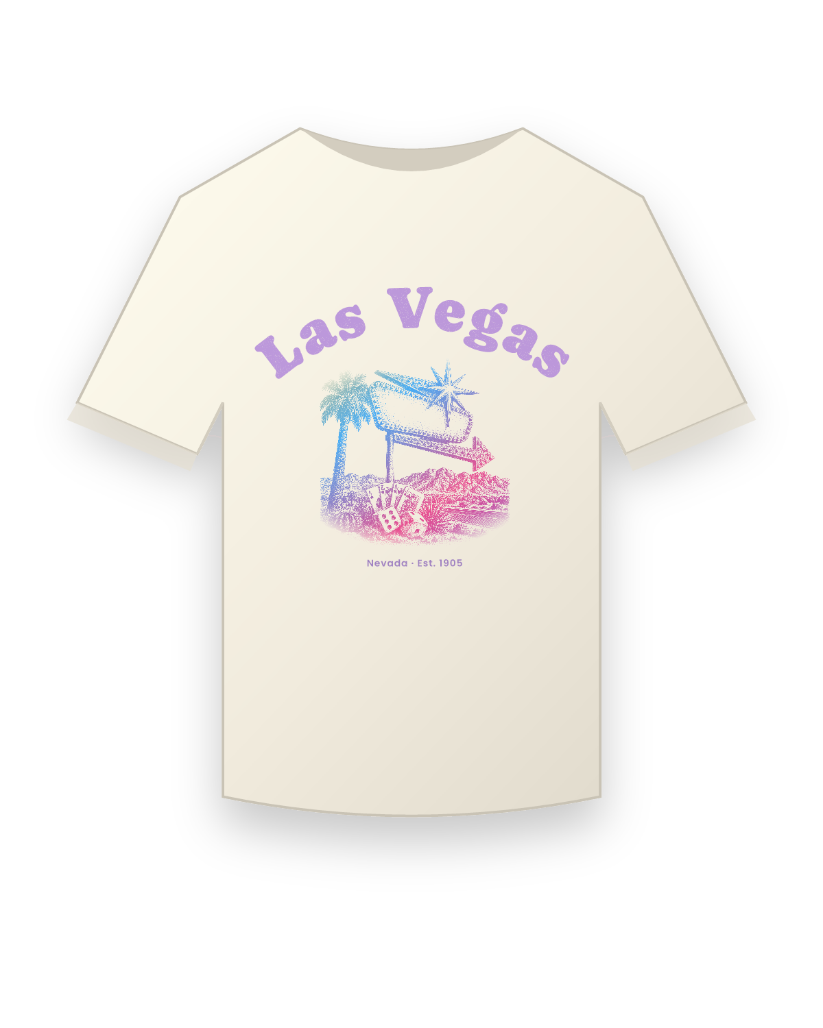 Las Vegas Neon Sign Vintage Wash Tee in Ivory