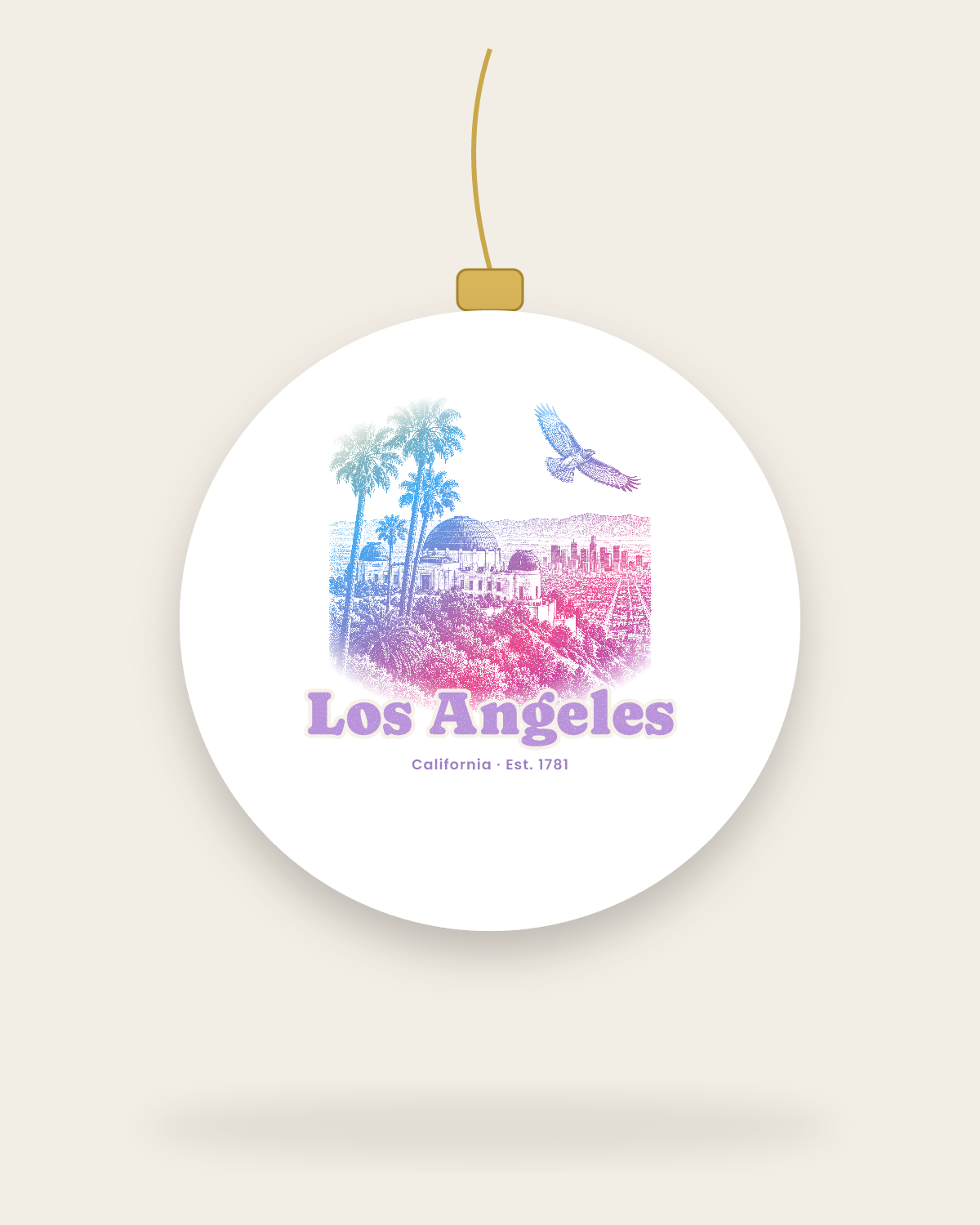 Los Angeles Griffith Observatory Ceramic Ornament in White