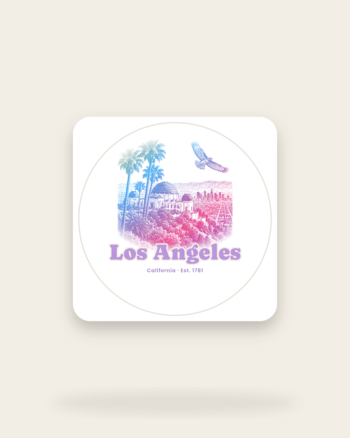 Los Angeles Griffith Observatory Kiss-Cut Sticker in White