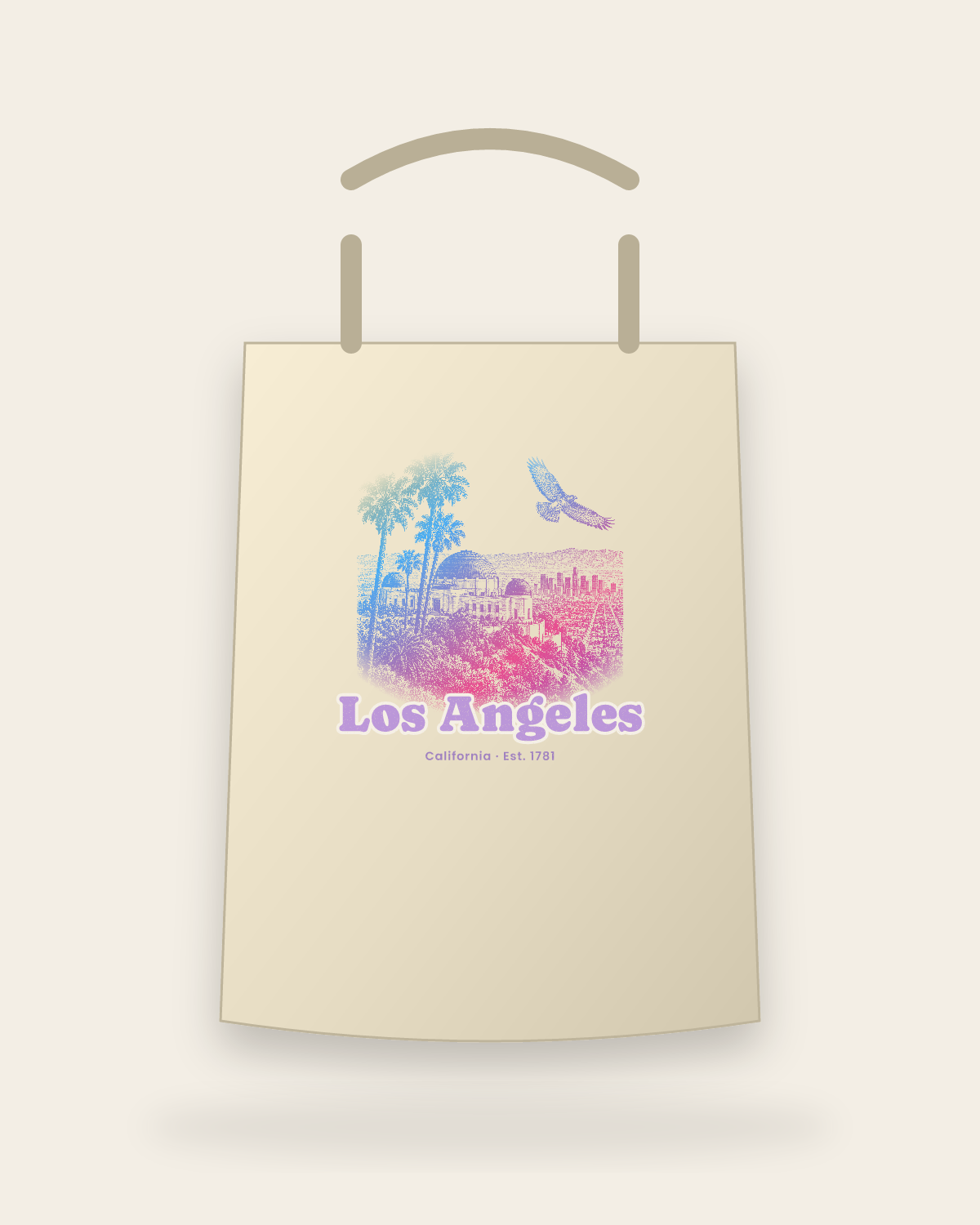 Los Angeles Griffith Observatory Canvas Tote in Beige
