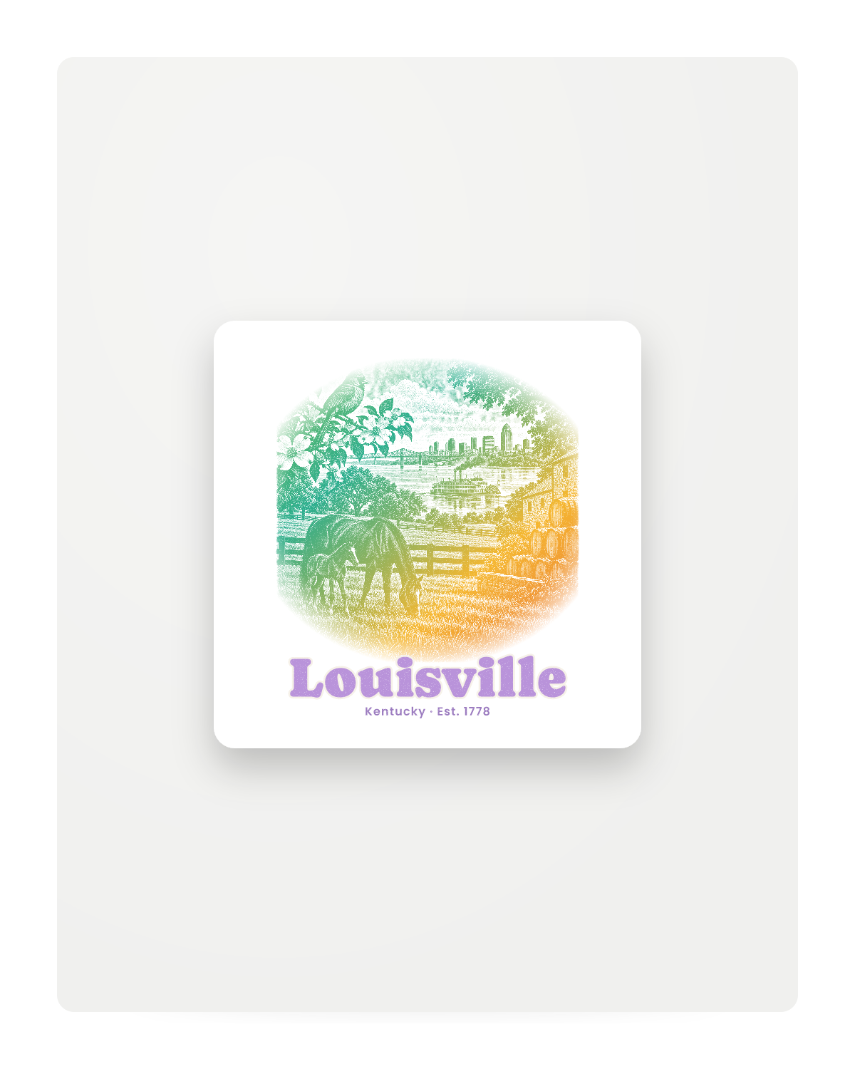 Louisville Bluegrass Mare & Foal Fridge Magnet in White