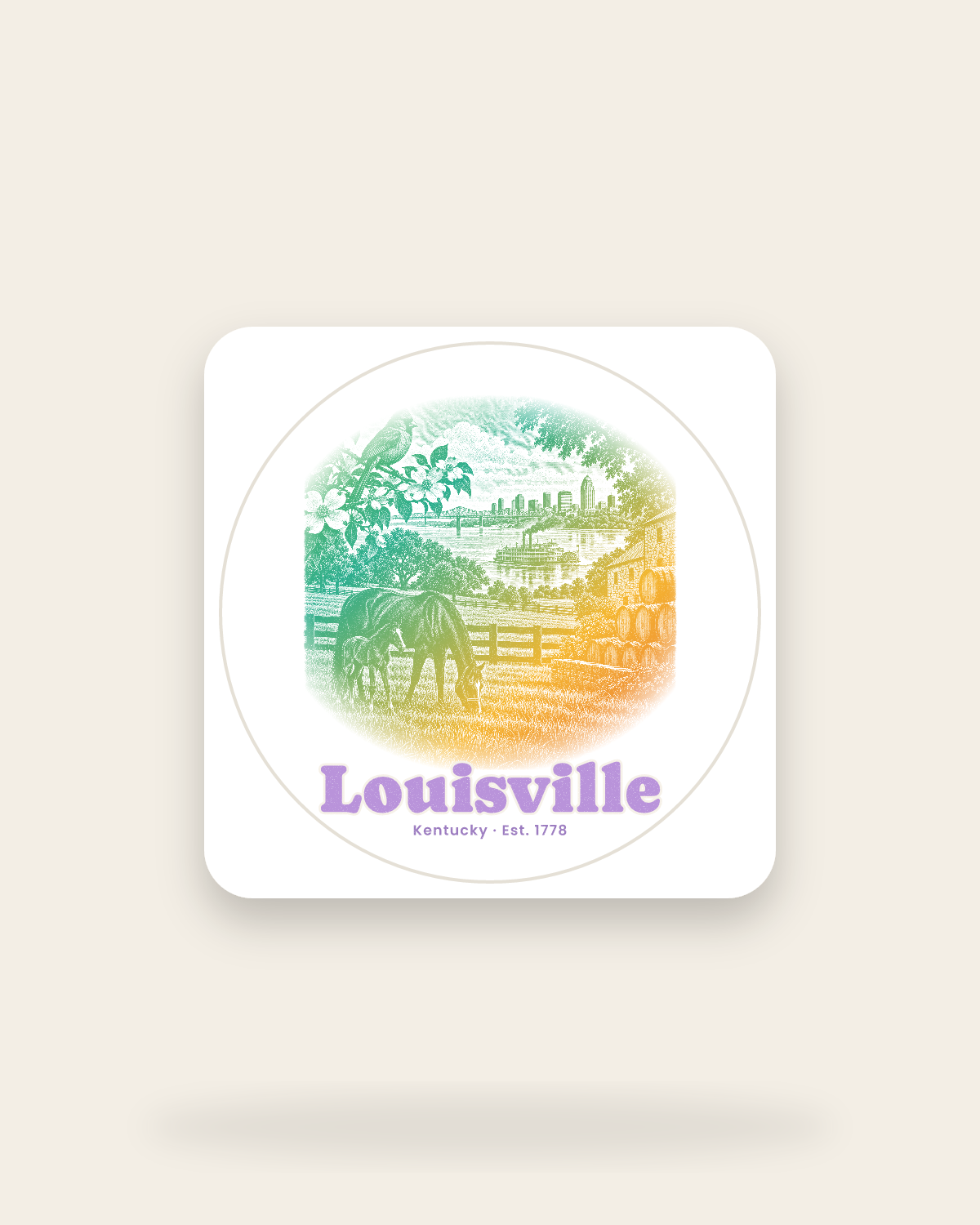 Louisville Bluegrass Mare & Foal Kiss-Cut Sticker in White