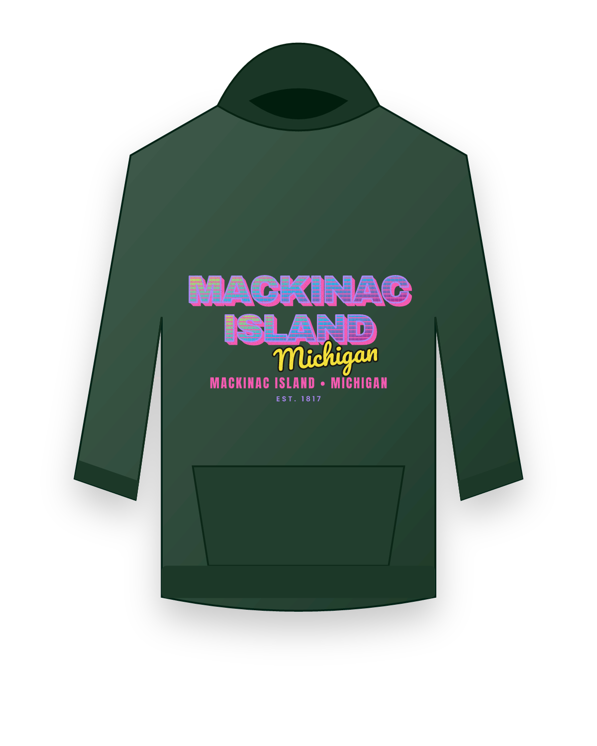 Mackinac Island Music TV Hooded Sweatshirt in Forest Green