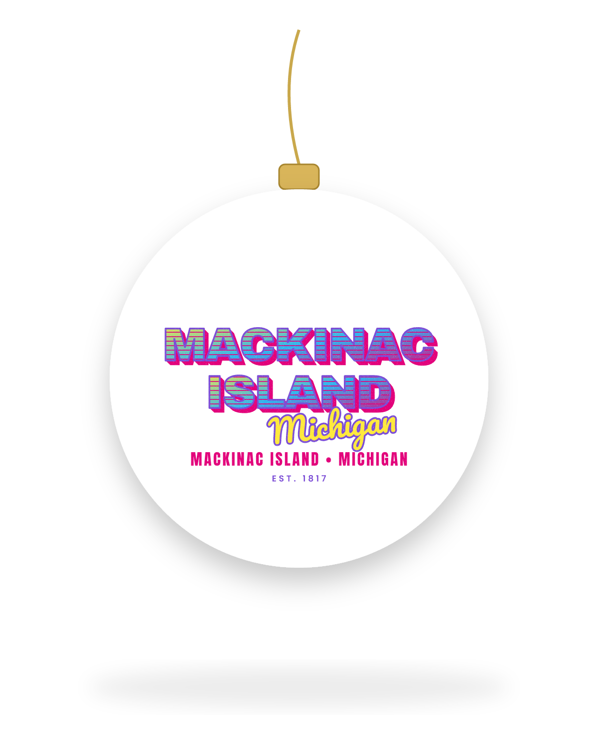 Mackinac Island Music TV Ceramic Ornament in White