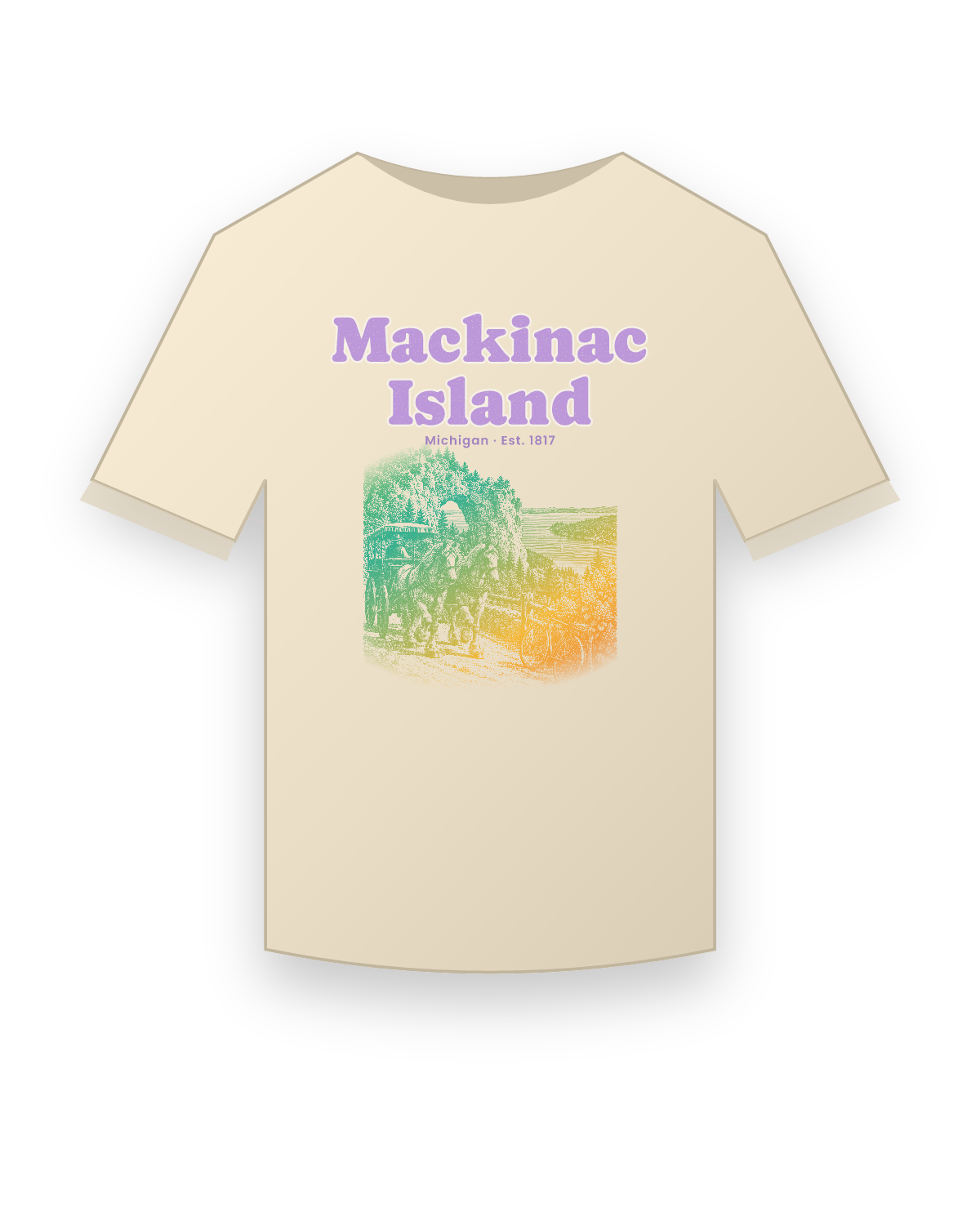 Mackinac Island, MI Horse Carriage Classic Tee in Natural