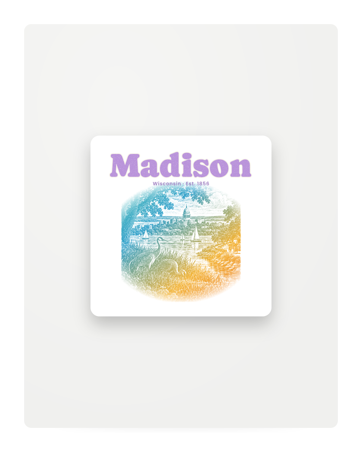 Madison Isthmus Cranes Fridge Magnet in White