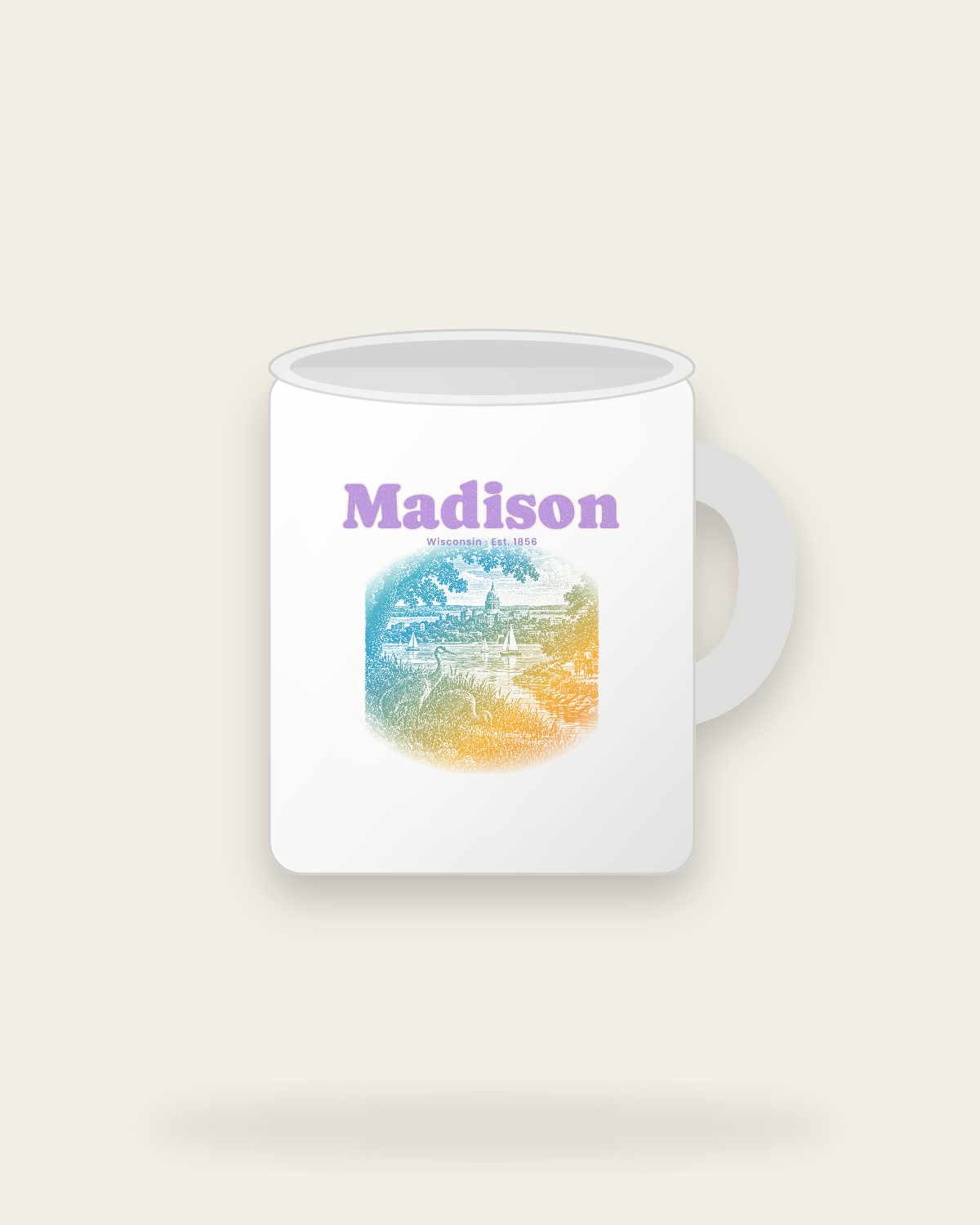 Madison Isthmus Cranes Ceramic Mug 11oz in White