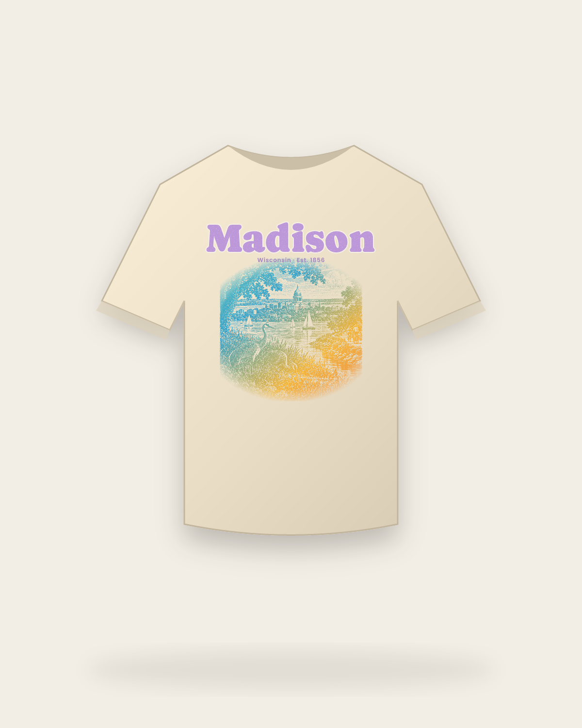 Madison Isthmus Cranes Classic Tee in Natural