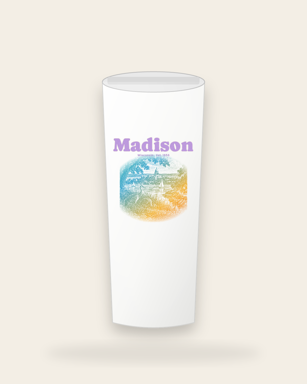 Madison Isthmus Cranes Insulated Tumbler 20oz in White
