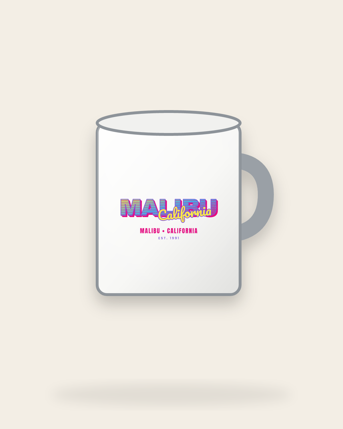Malibu Music TV Enamel Camp Mug in White