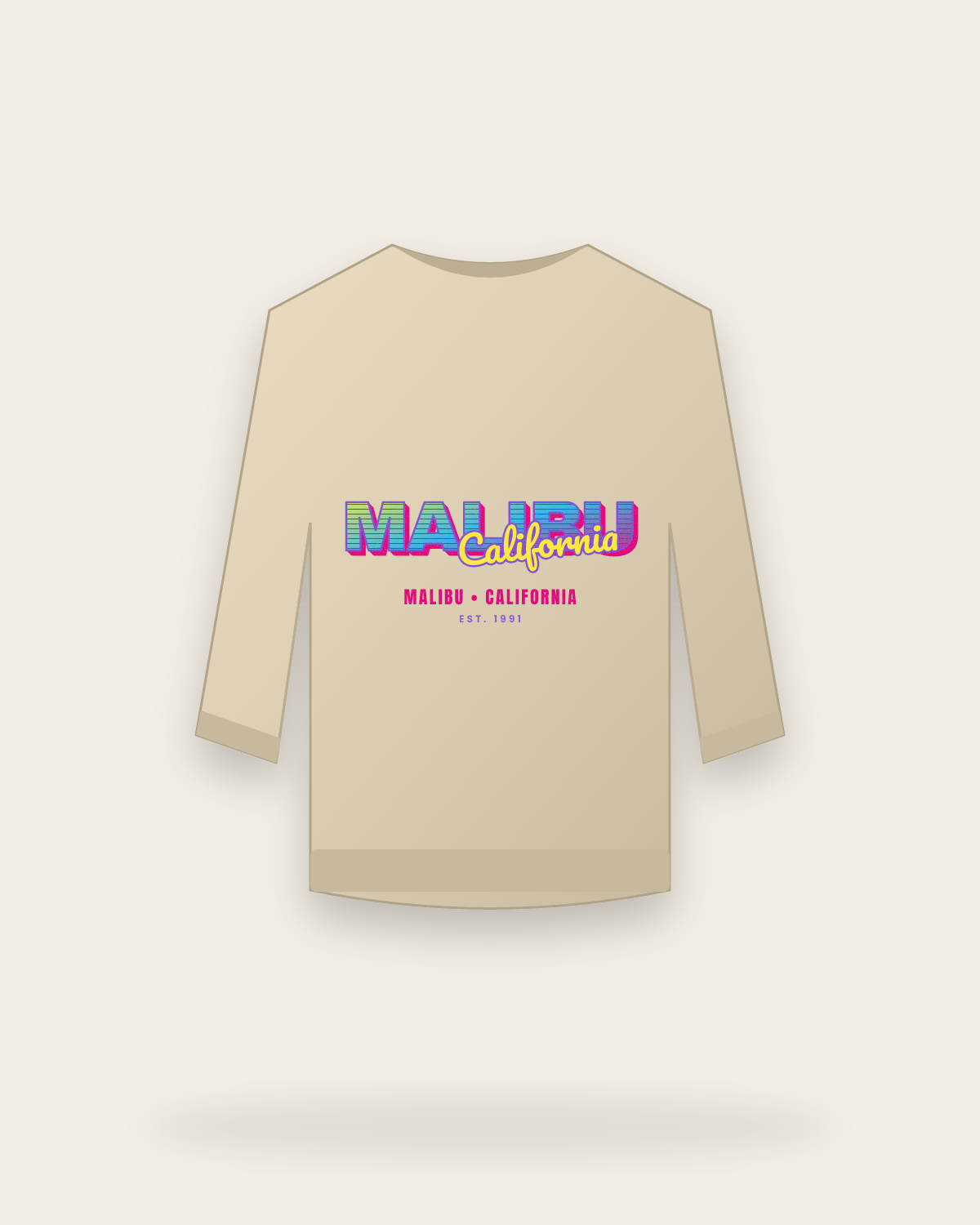 Malibu Music TV Crewneck Sweatshirt in Sand