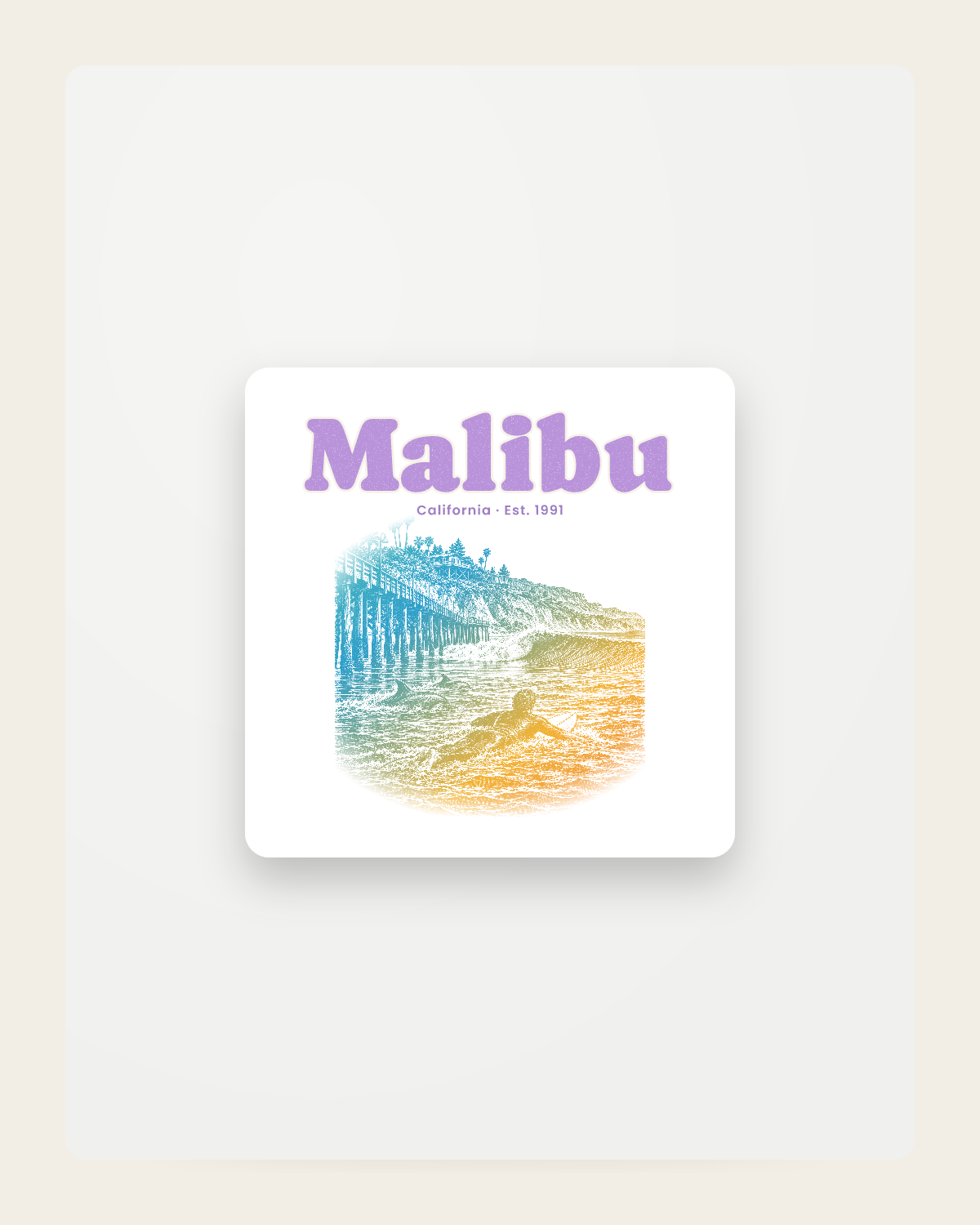 Malibu Point Break Fridge Magnet in White