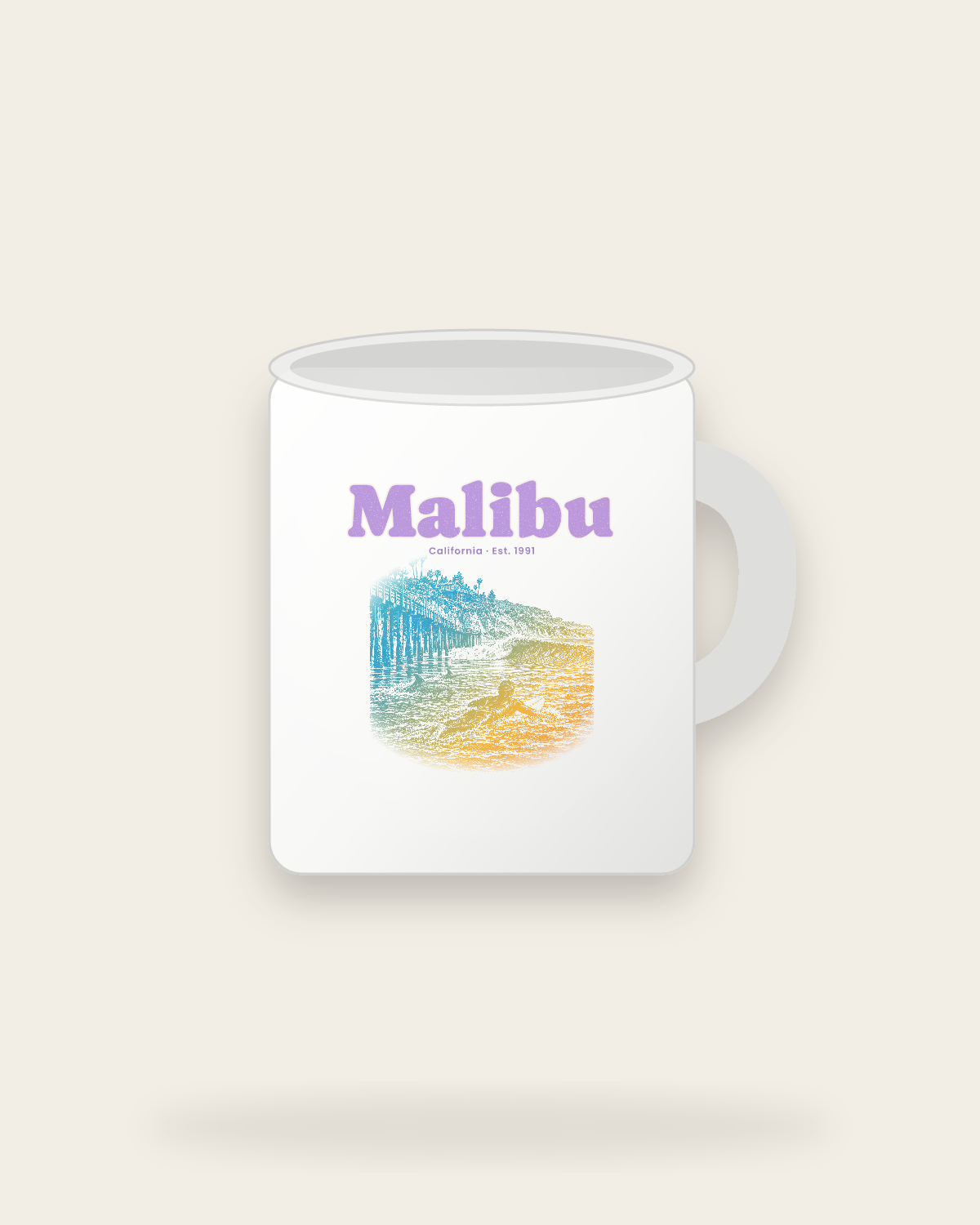 Malibu Point Break Ceramic Mug 11oz in White