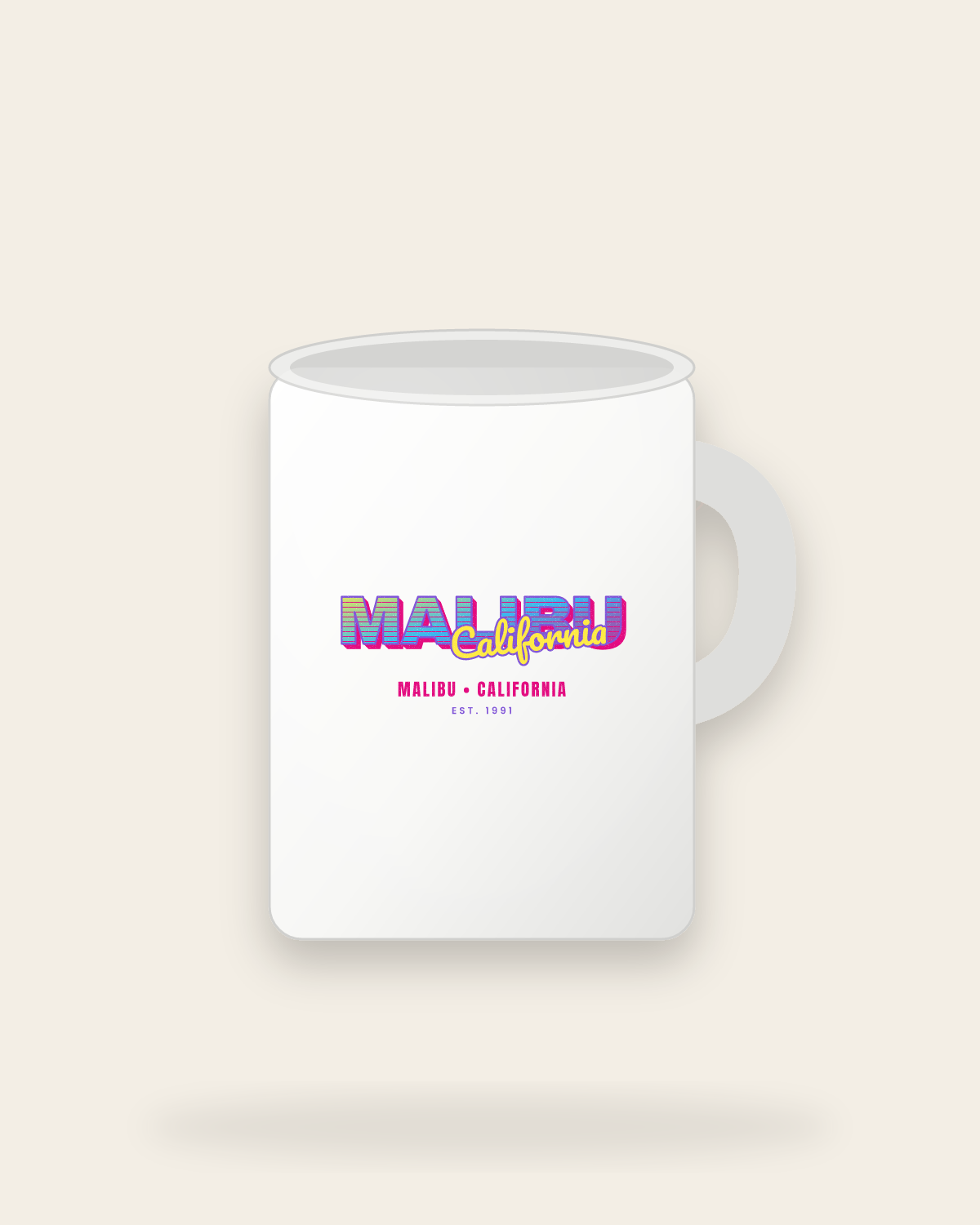 Malibu Music TV Ceramic Mug 15oz in White