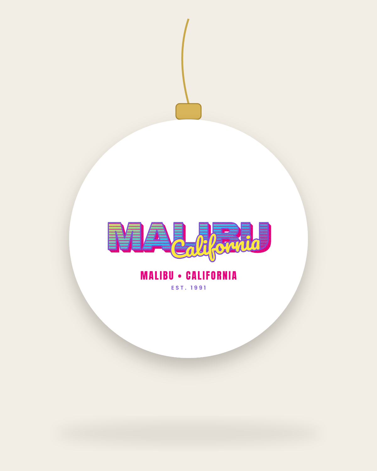 Malibu Music TV Ceramic Ornament in White