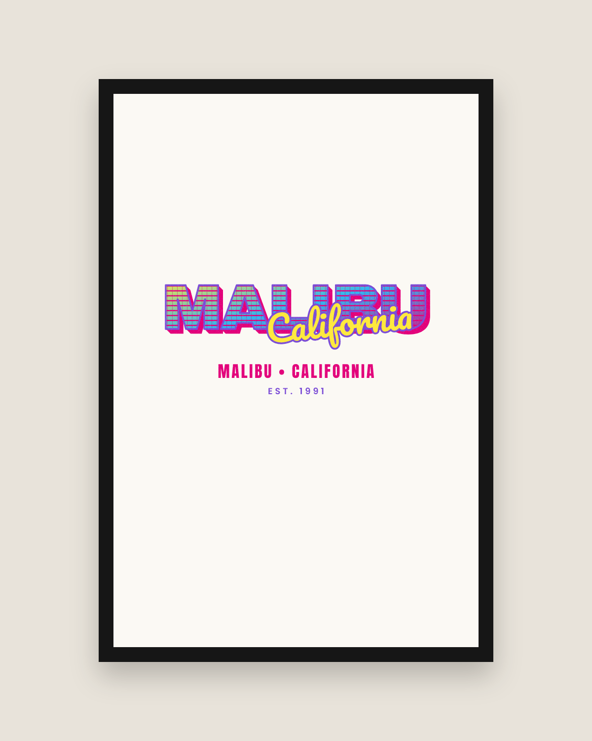 Malibu Music TV Matte Poster in White