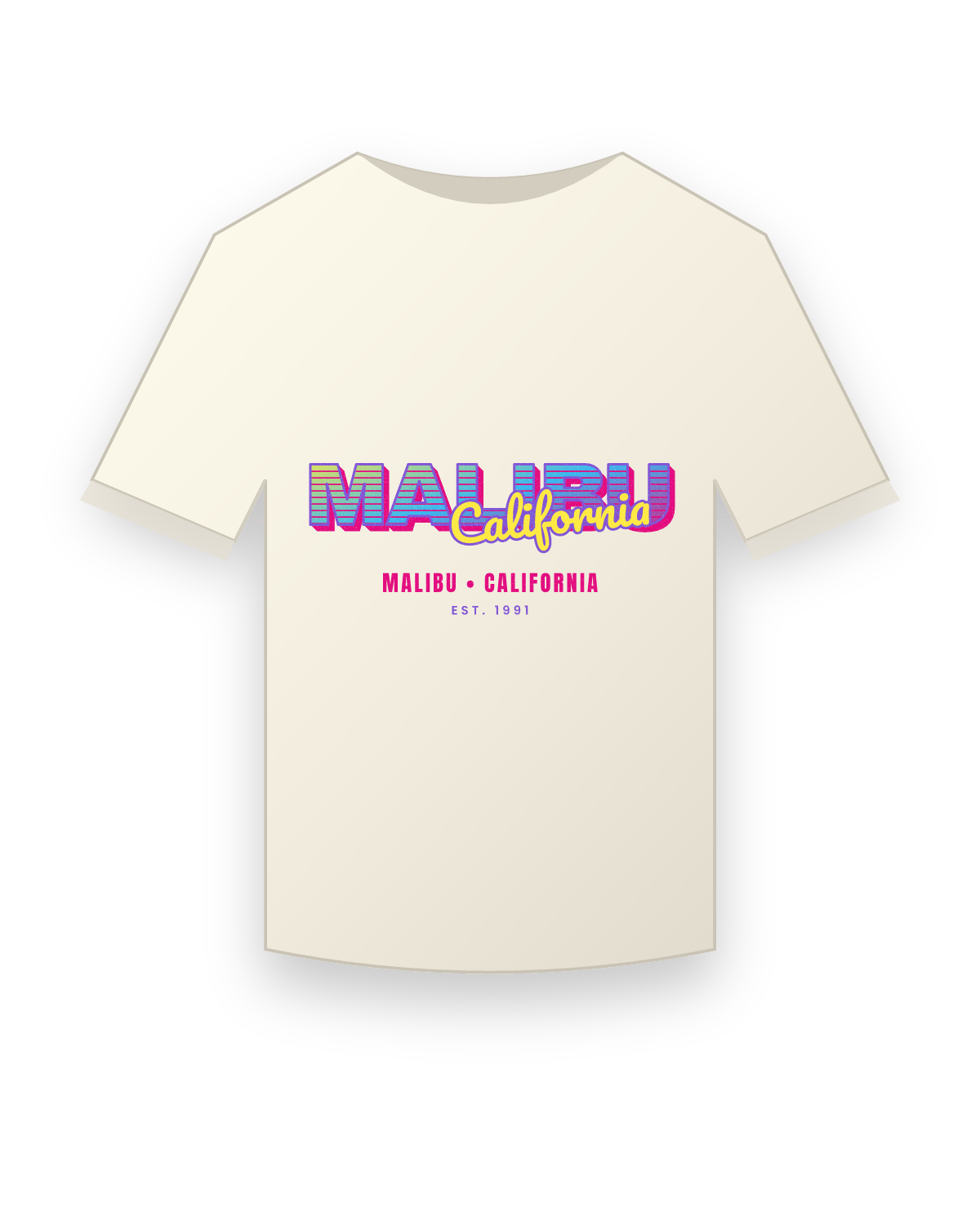 Malibu Music TV Vintage Wash Tee in Ivory
