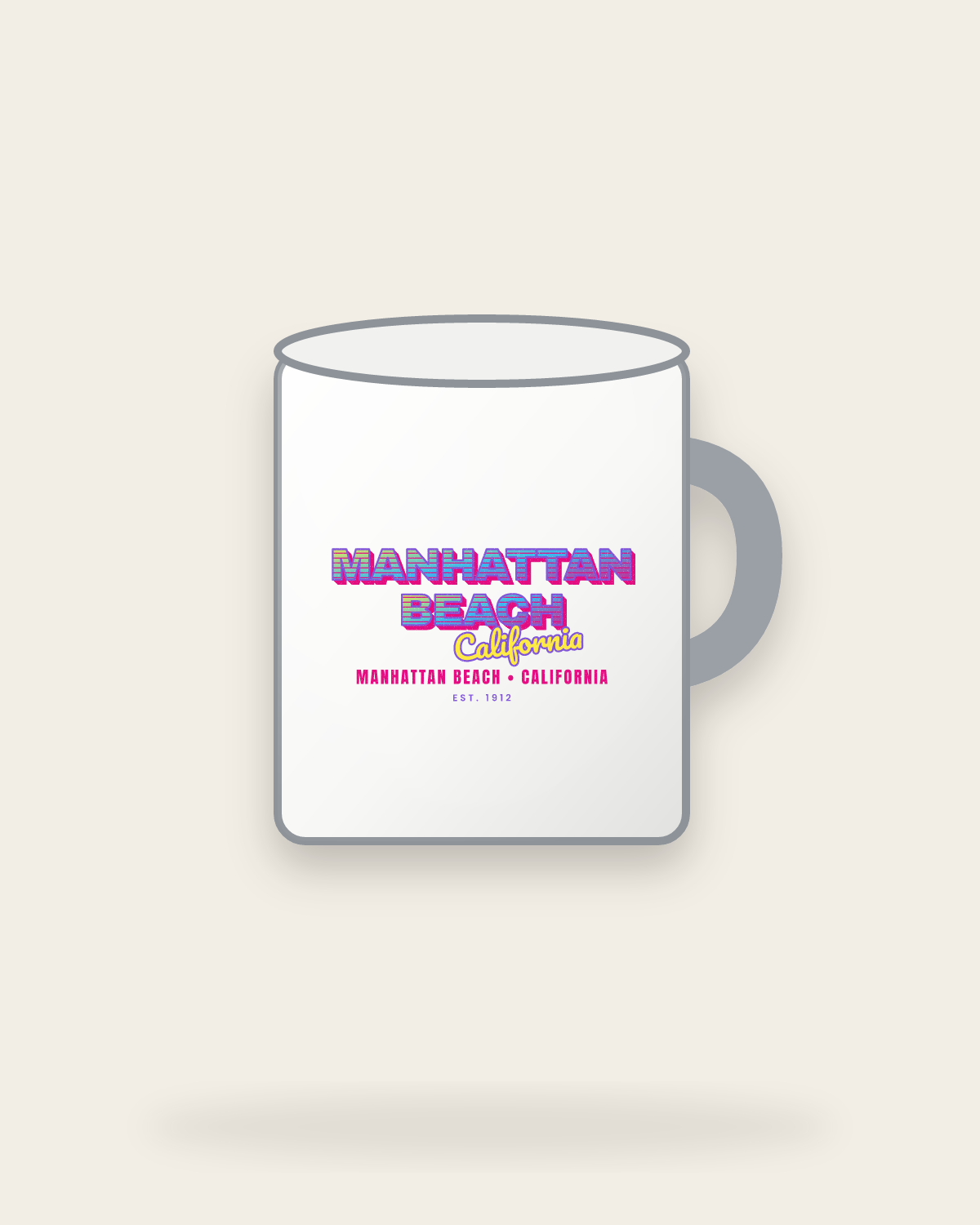 Manhattan Beach Music TV Enamel Camp Mug in White