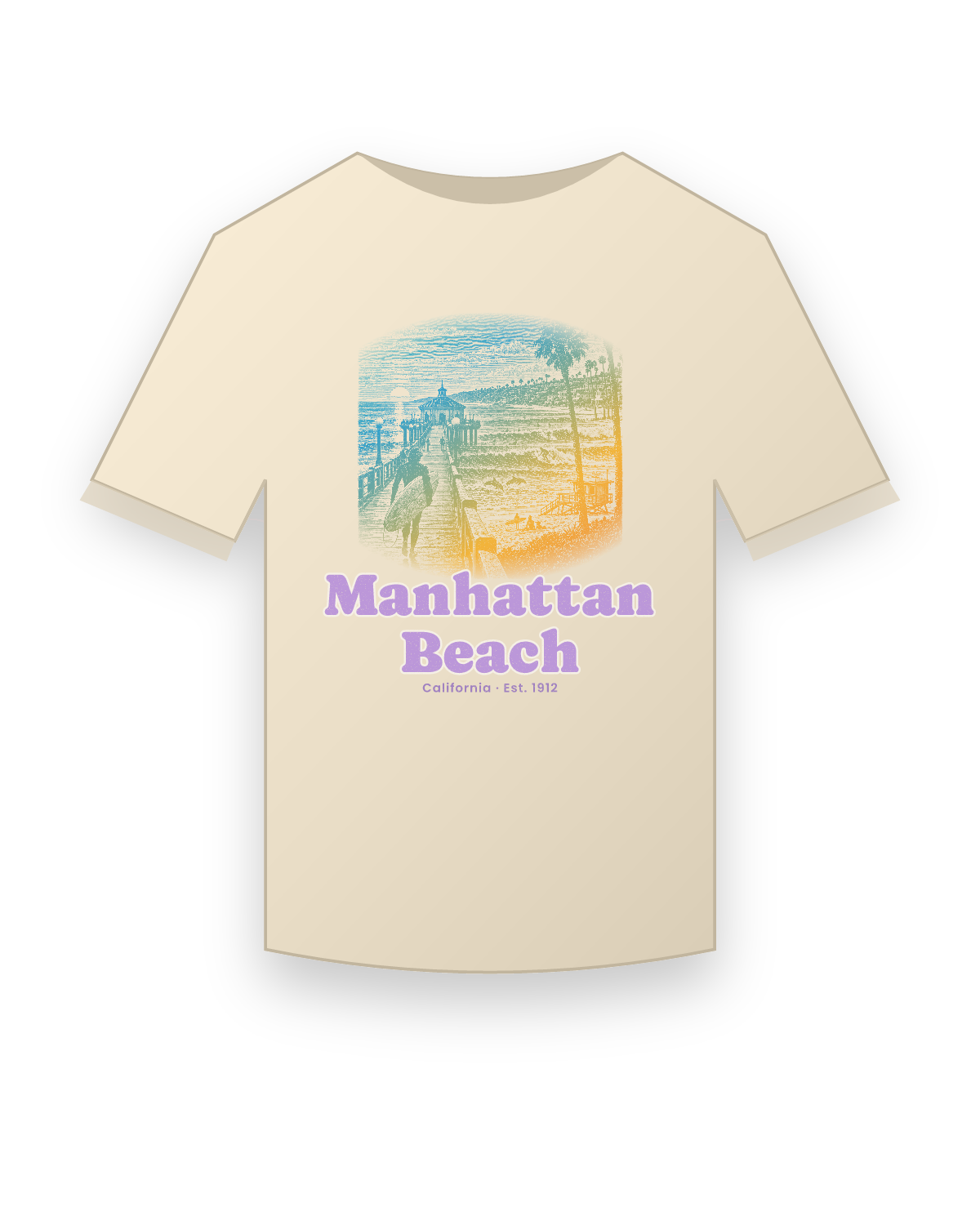 Manhattan Beach Pier Roundhouse Classic Tee in Natural
