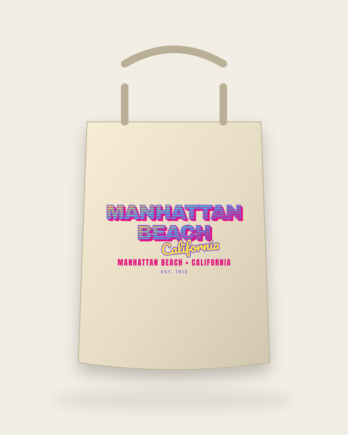 Manhattan Beach Music TV Canvas Tote in Beige